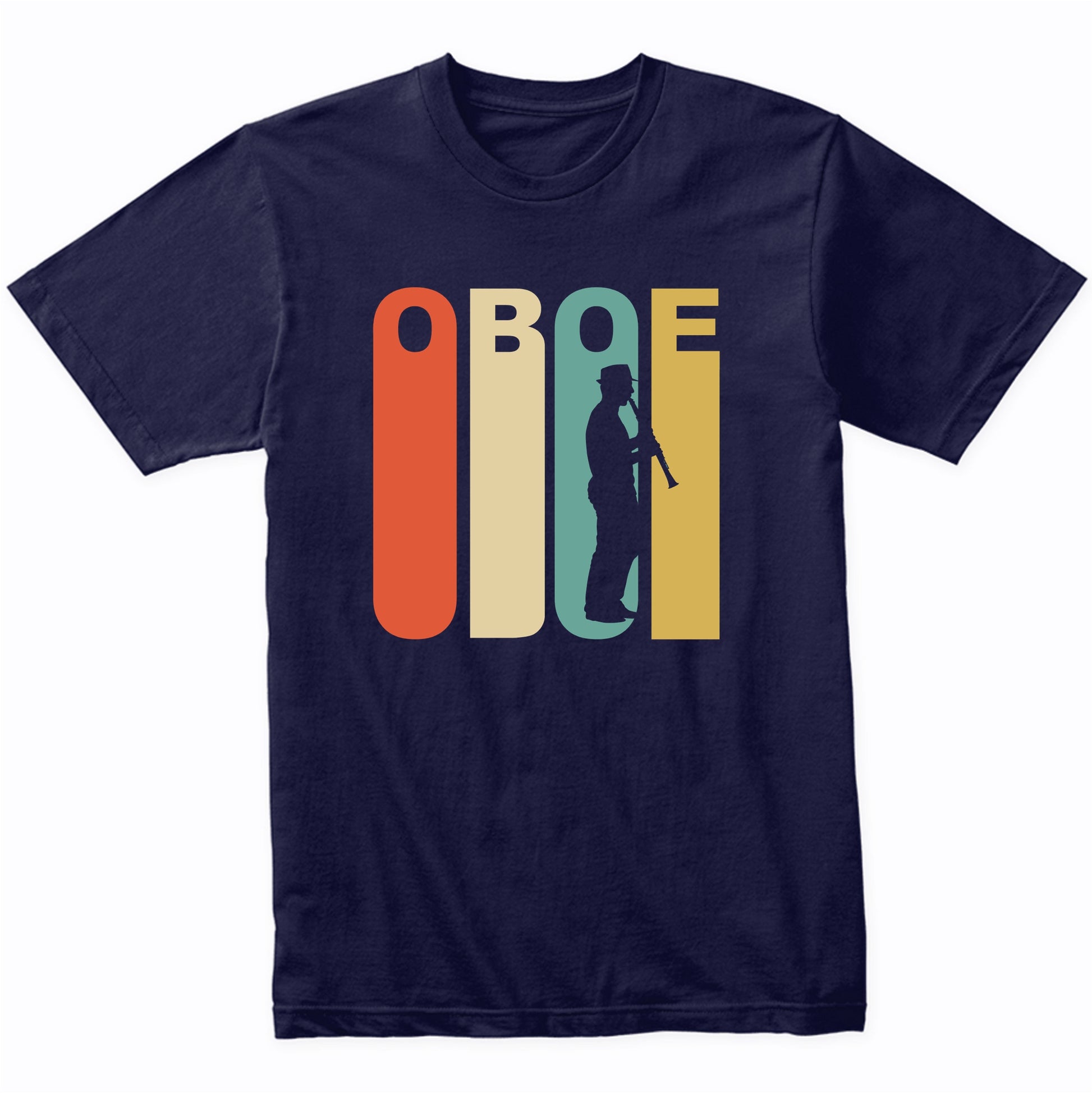 Retro 1970's Style Oboe Player Silhouette Music T-Shirt