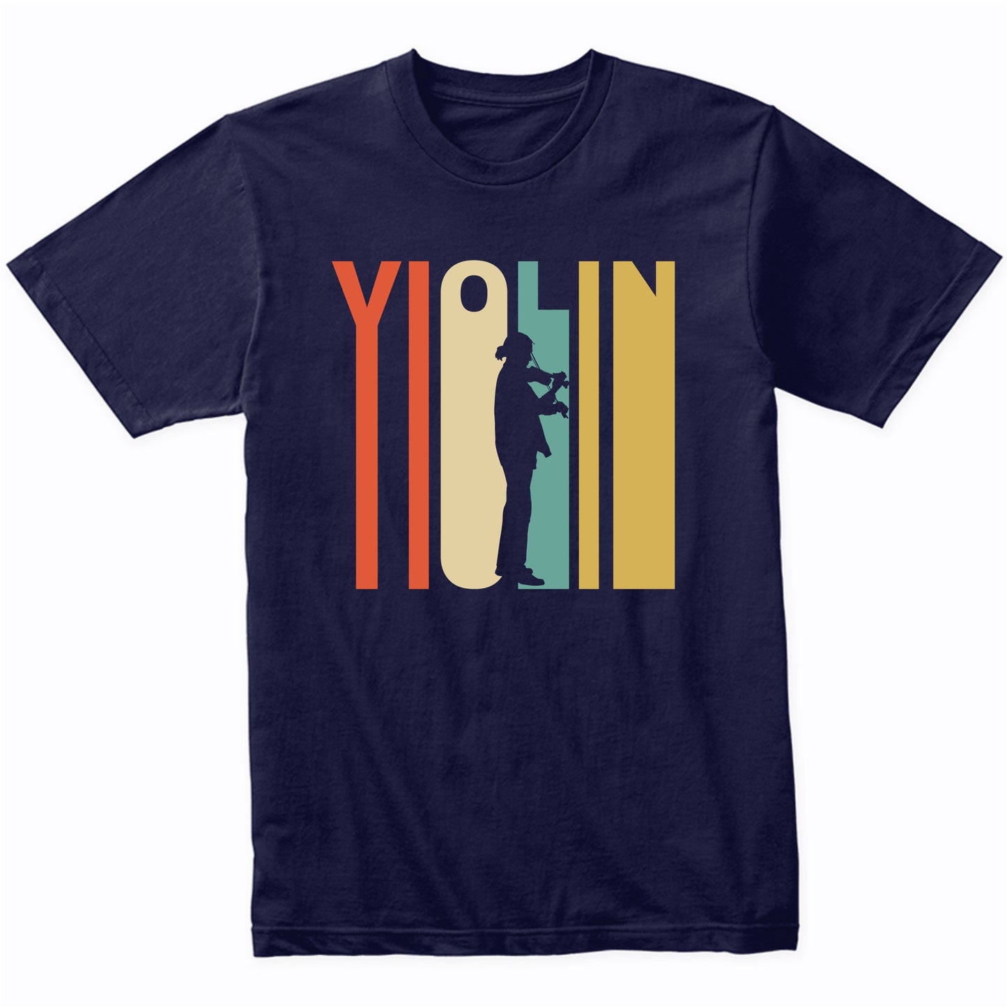 Retro 1970's Style Violin Player Silhouette Music T-Shirt