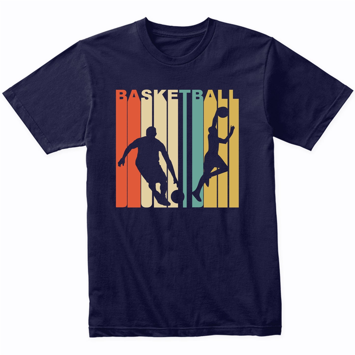 Retro 1970s Style Basketball Players Silhouette Sports Shirt