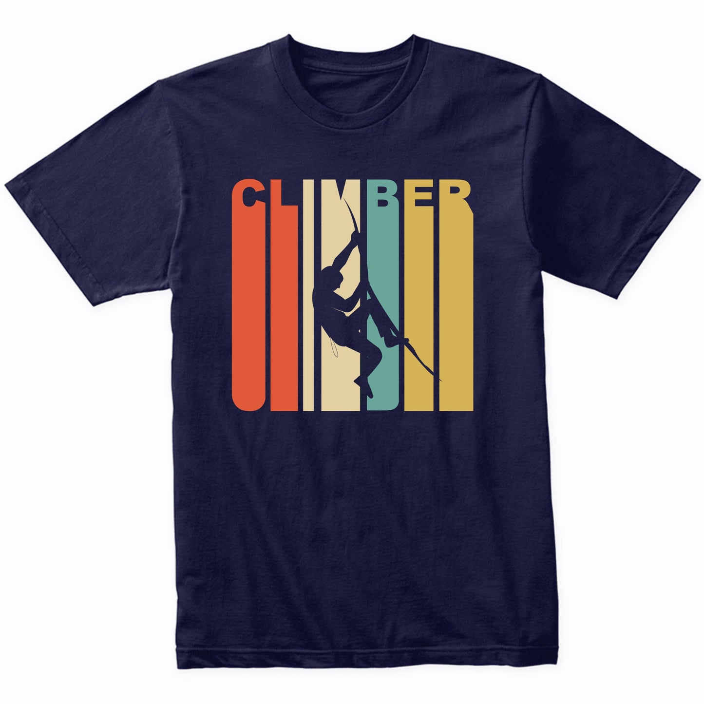 Retro 1970's Style Rock Climber Silhouette Climbing T-Shirt