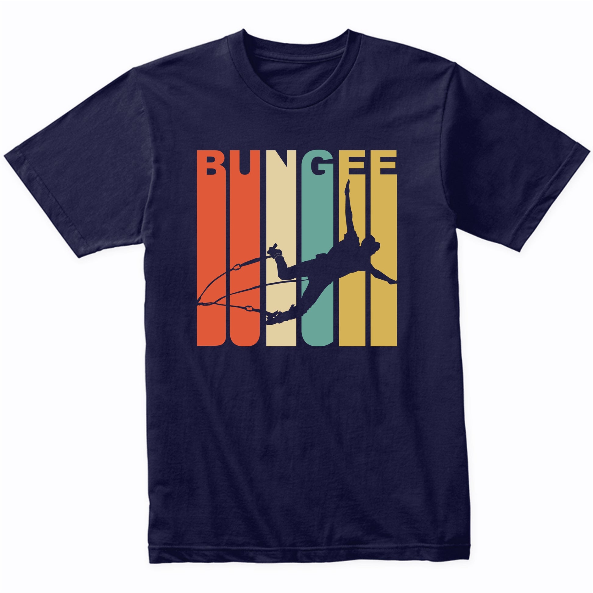 Retro 1970's Style Bungee Jumper Silhouette Jumping T-Shirt