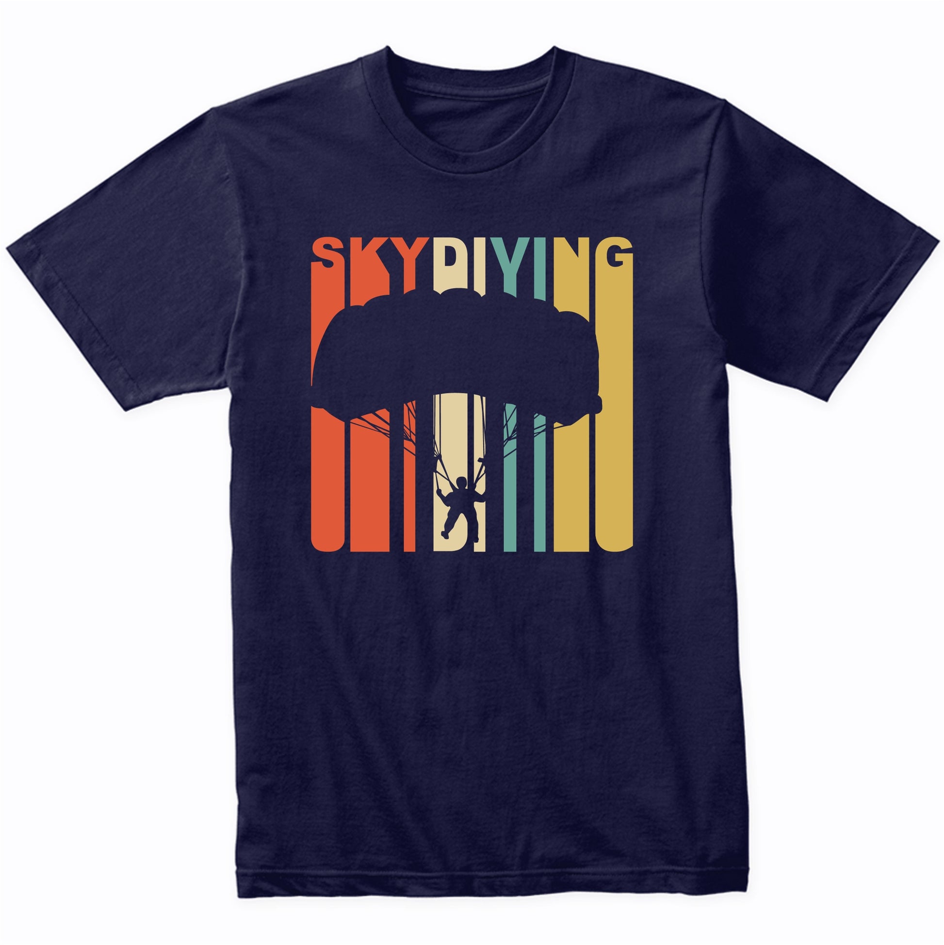 Retro 1970's Style Skydiver Silhouette Skydiving T-Shirt
