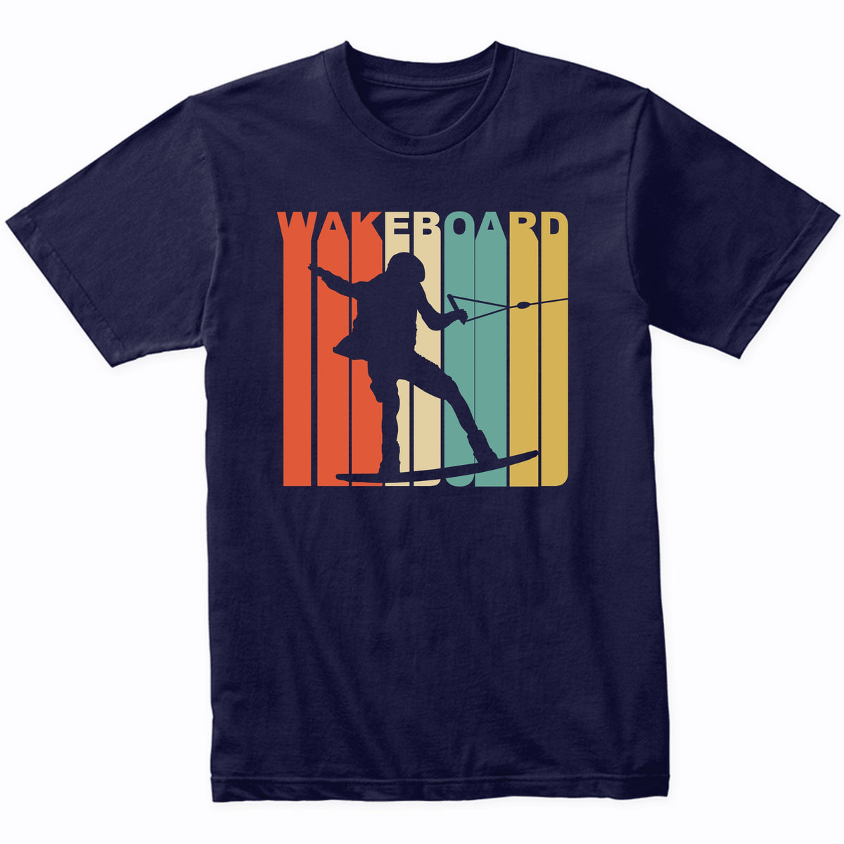 Retro 1970's Style Wakeboarder Silhouette Wakeboarding Shirt