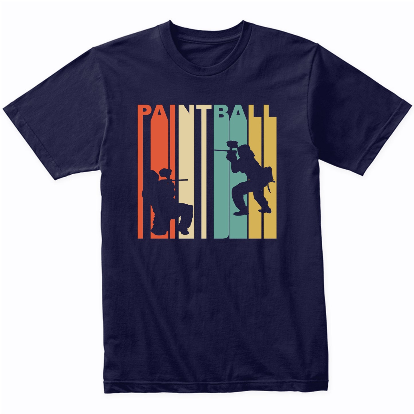 Retro 1970's Style Paintball Players Silhouette T-Shirt