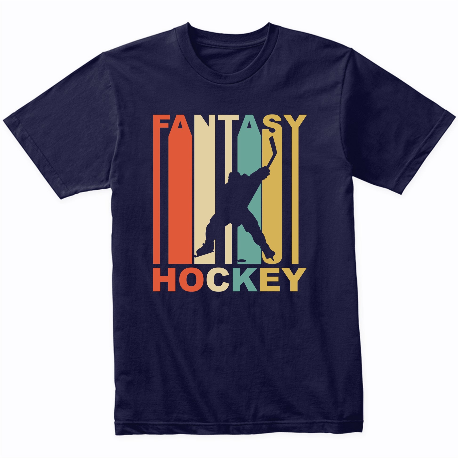 Retro 1970's Style Hockey Silhouette Fantasy Sports T-Shirt