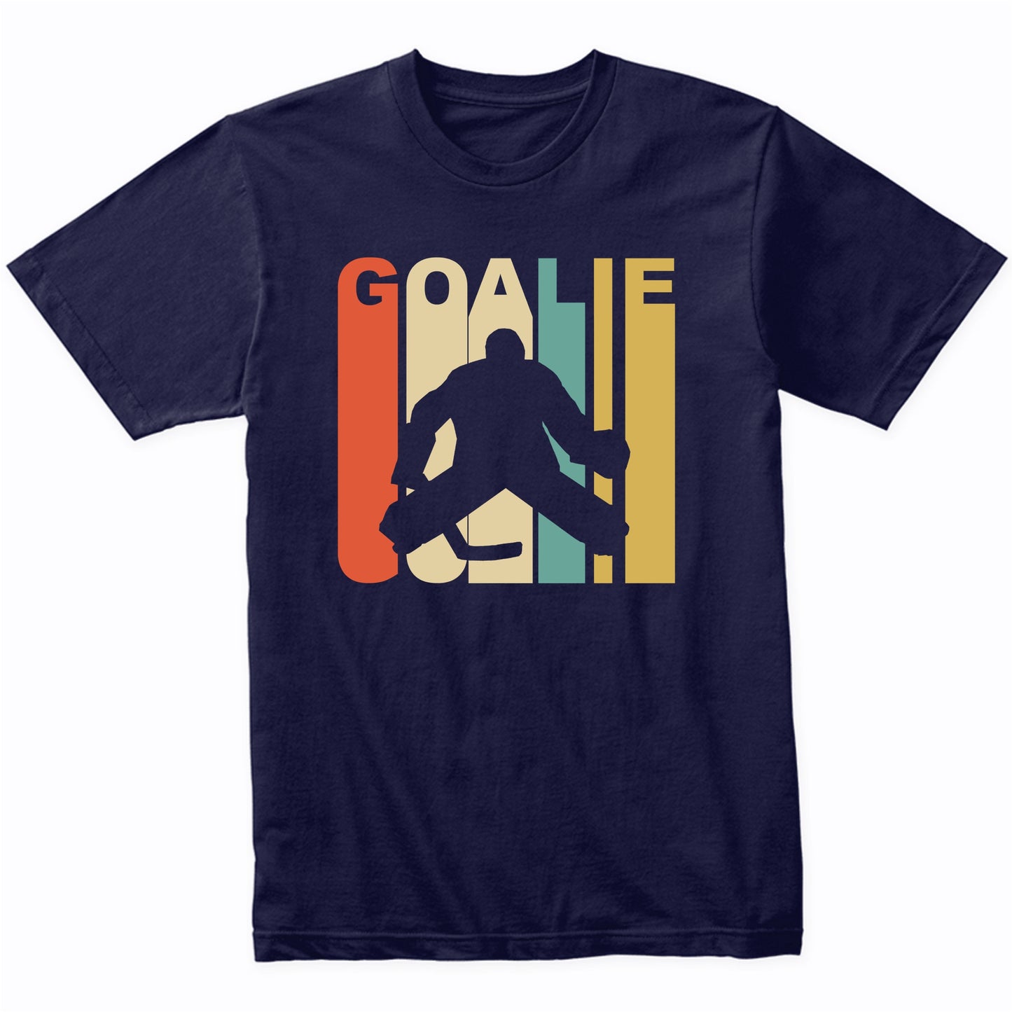 Retro 1970's Style Hockey Goalie Silhouette Sports T-Shirt