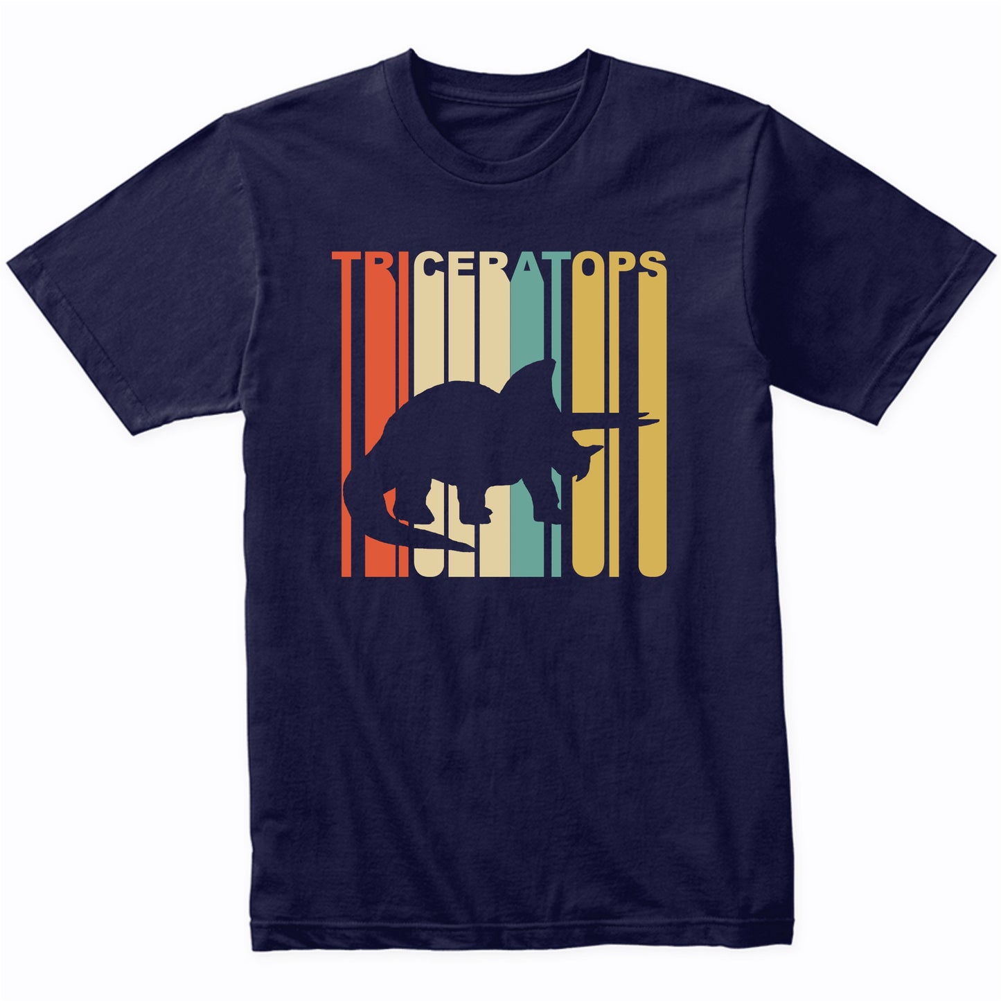 Retro 1970's Style Dinosaur Silhouette Triceratops T-Shirt