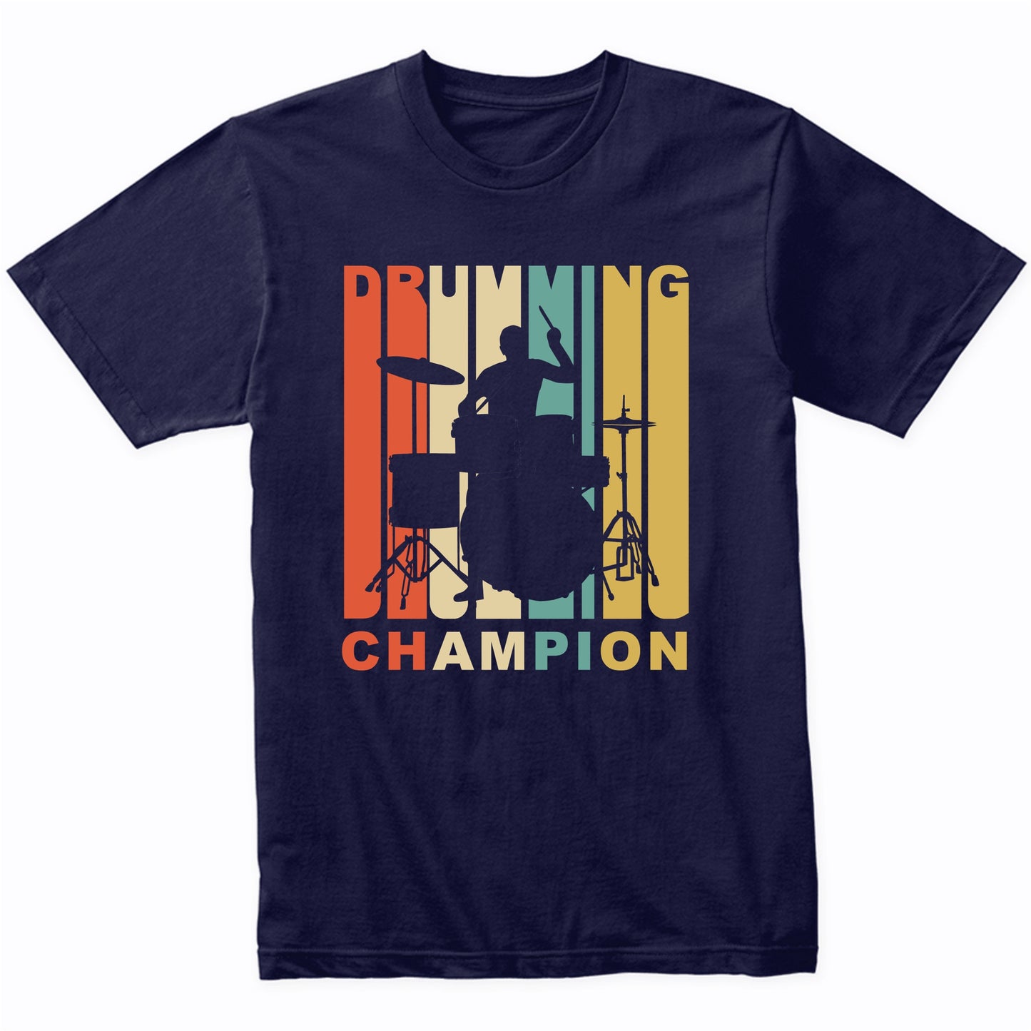 Vintage 1970's Style Drumming Champion Retro Drummer T-Shirt