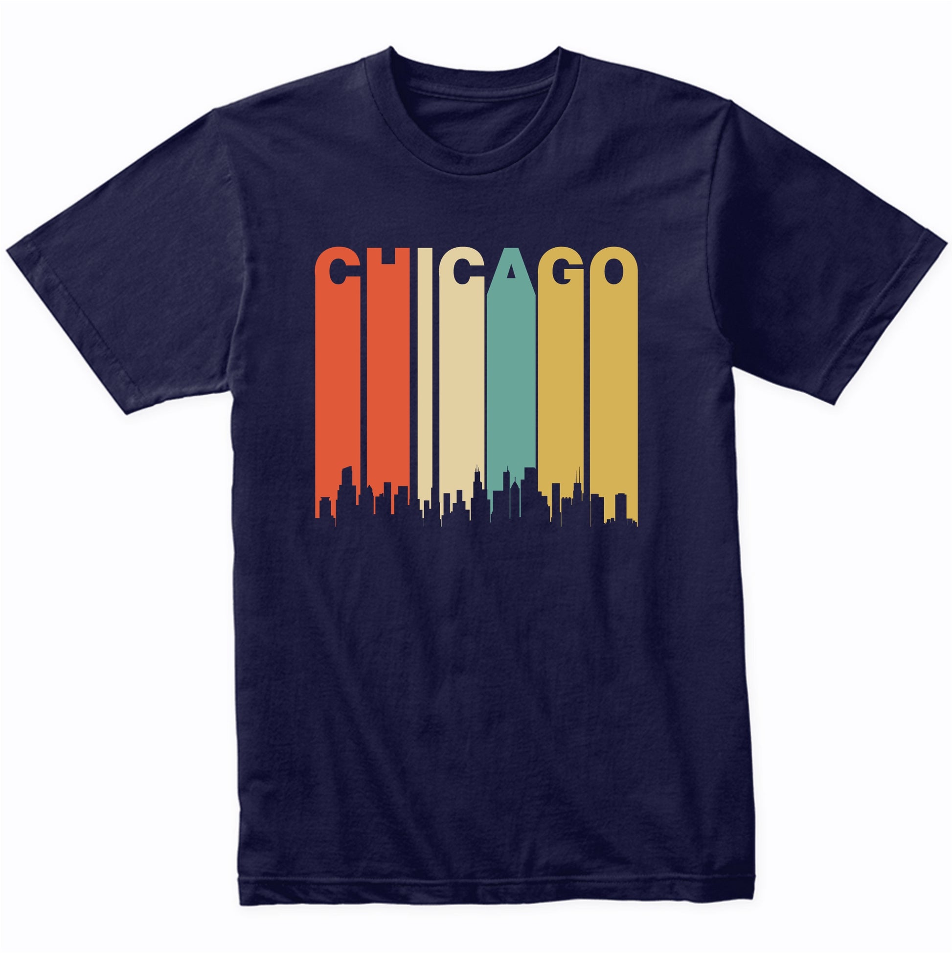 Retro Chicago Illinois Cityscape Downtown Skyline T-Shirt