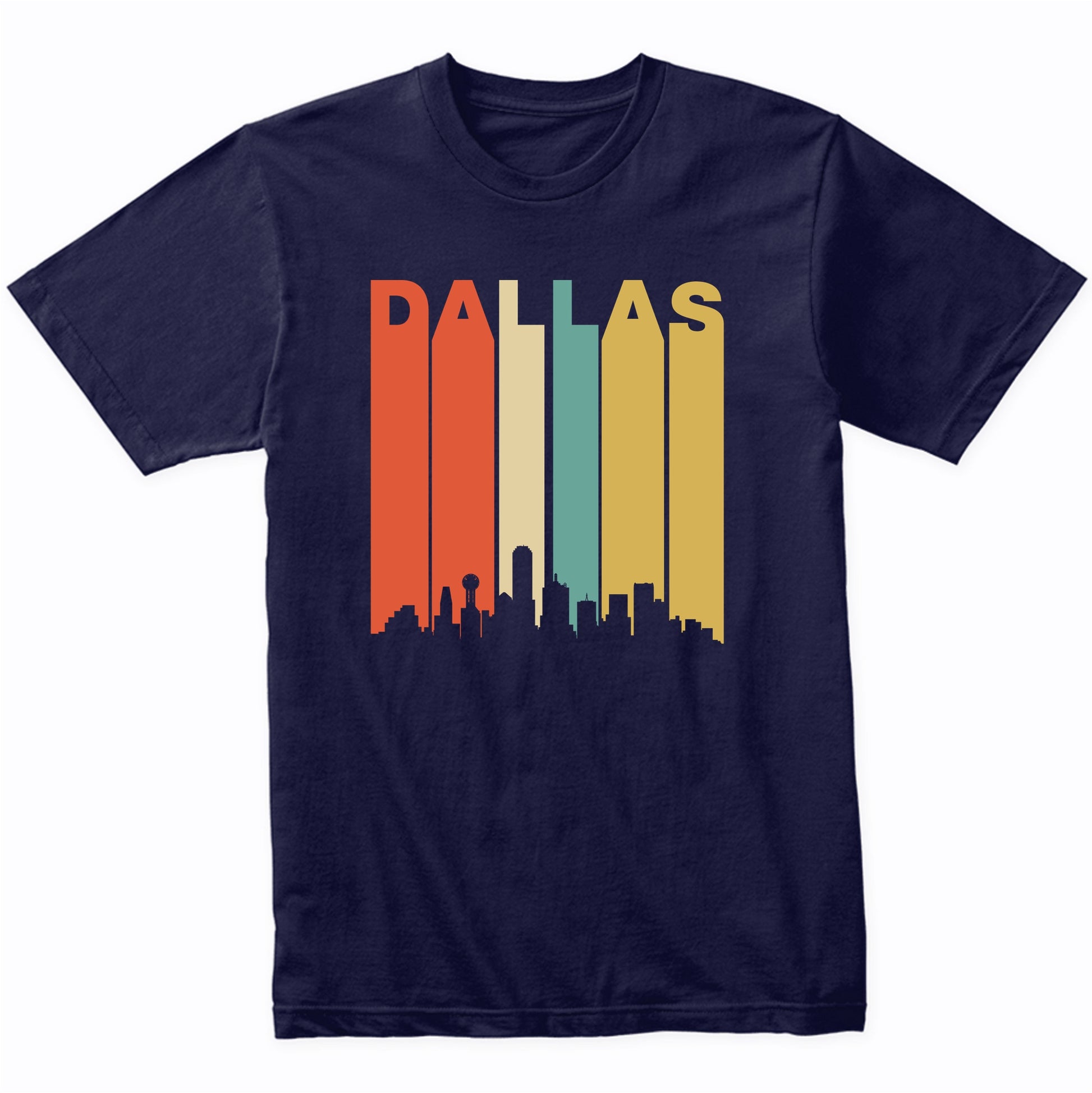 Retro 1970's Dallas Texas Cityscape Downtown Skyline T-Shirt