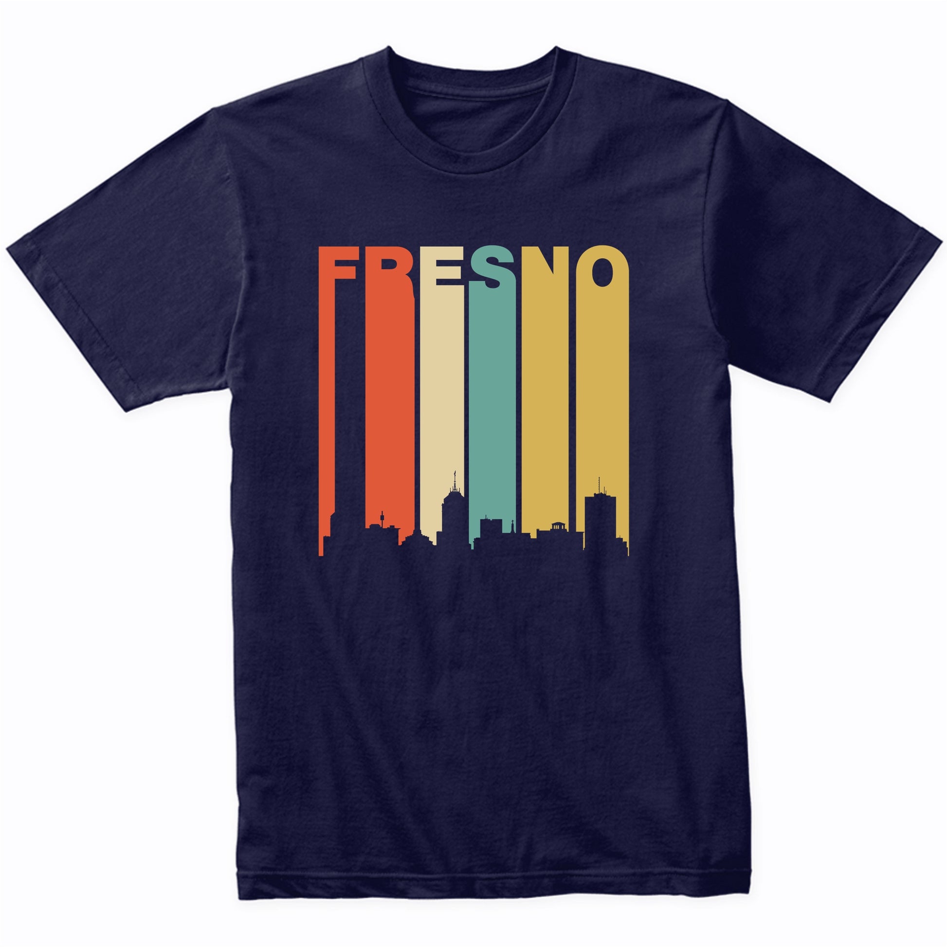 Retro Fresno California Cityscape Downtown Skyline T-Shirt