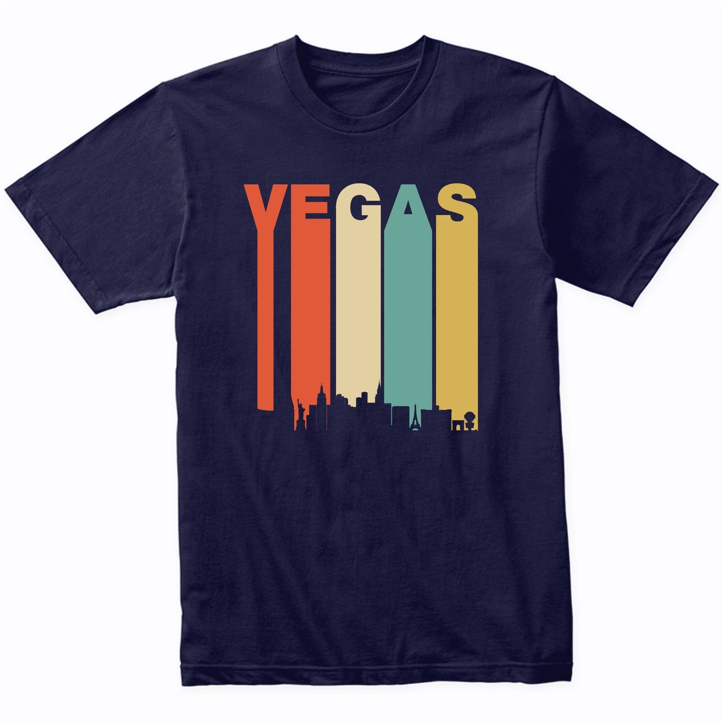 Retro Las Vegas Nevada Cityscape Downtown Skyline T-Shirt