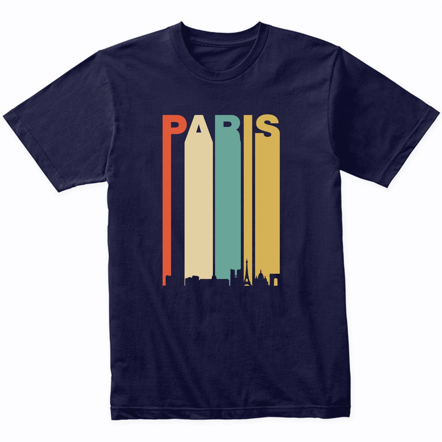 Retro 1970's Paris France Cityscape Downtown Skyline T-Shirt