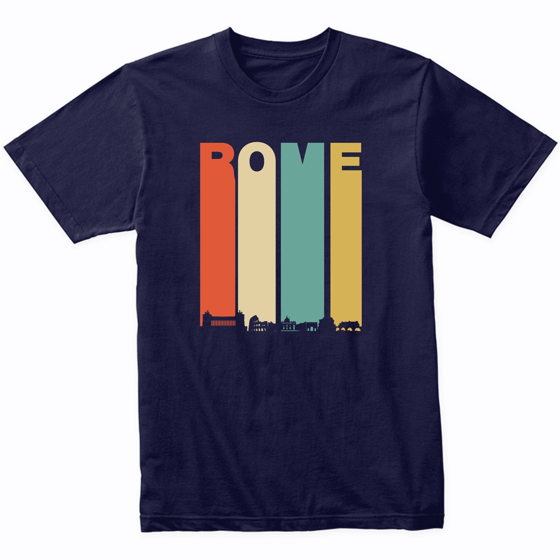 Retro 1970's Rome Italy Cityscape Downtown Skyline T-Shirt