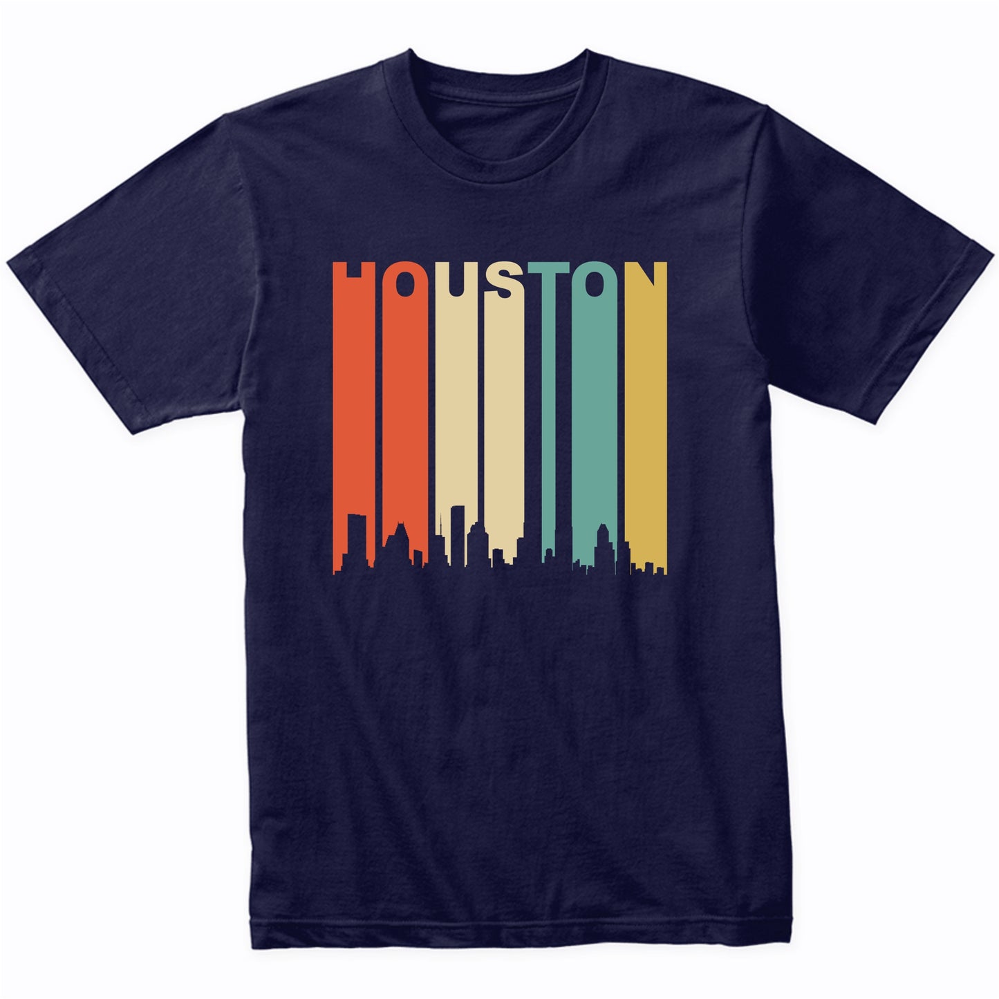 Retro 1970's Houston Texas Cityscape Downtown Skyline Shirt