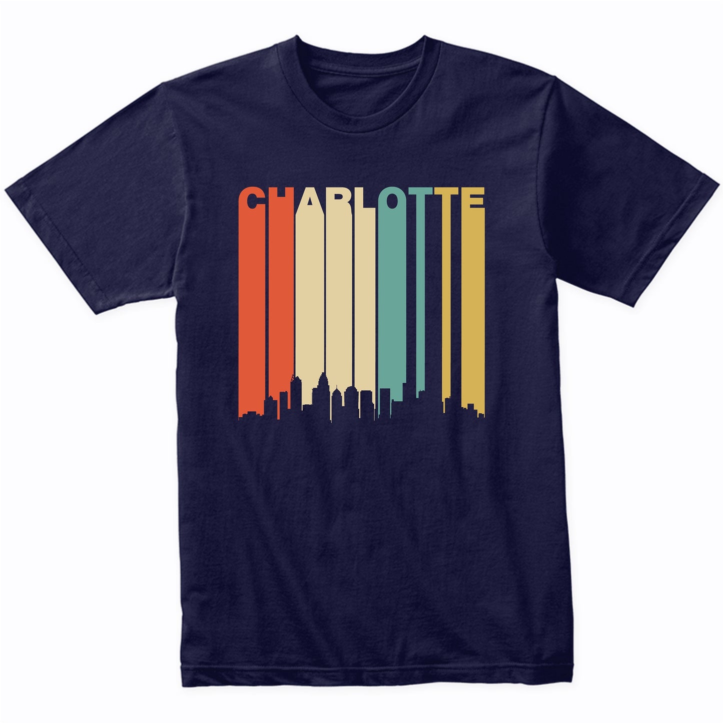 Retro 1970's Charlotte North Carolina Downtown Skyline Shirt