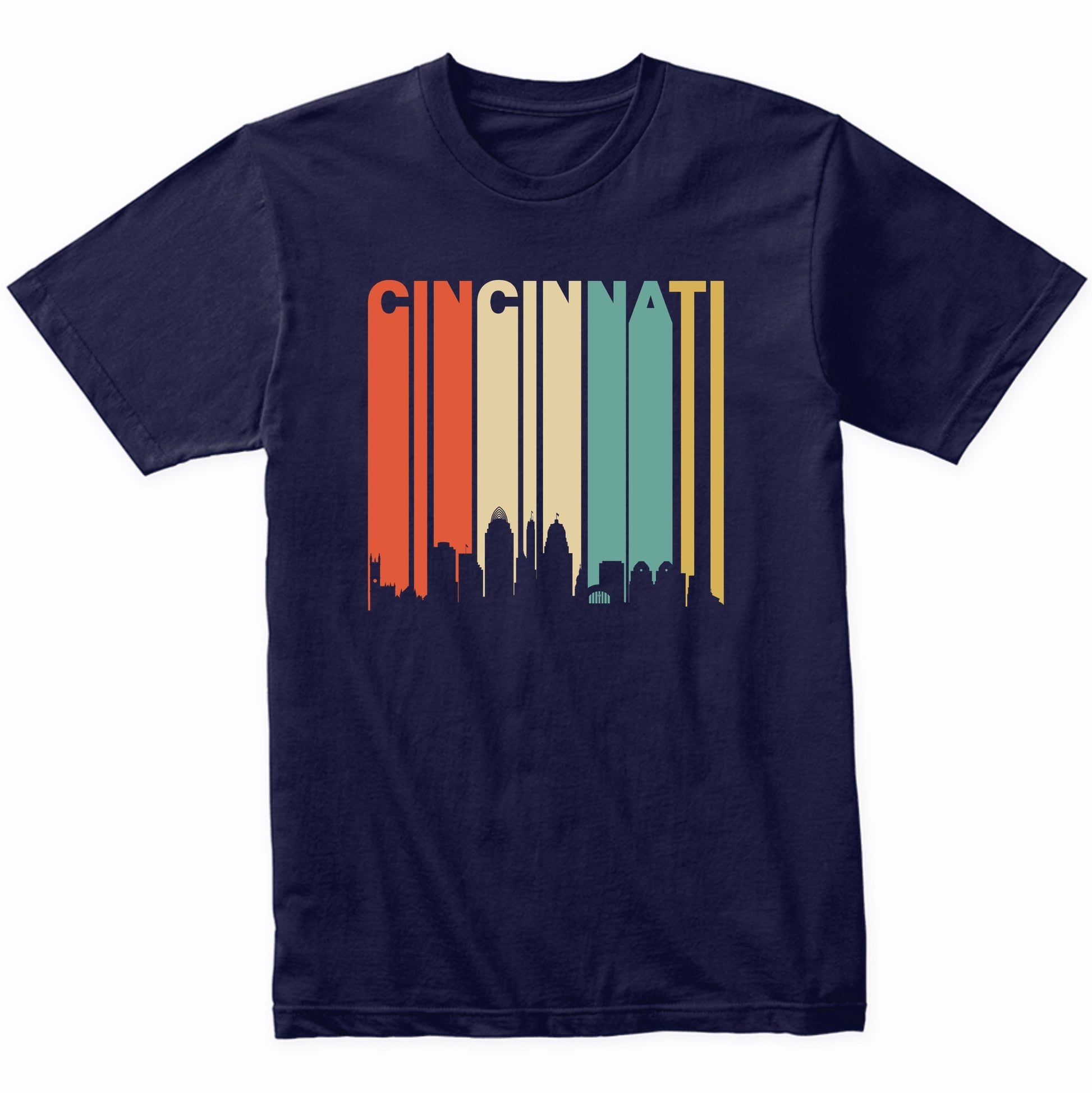 Retro 1970s Cincinnati Ohio Cityscape Downtown Skyline Shirt