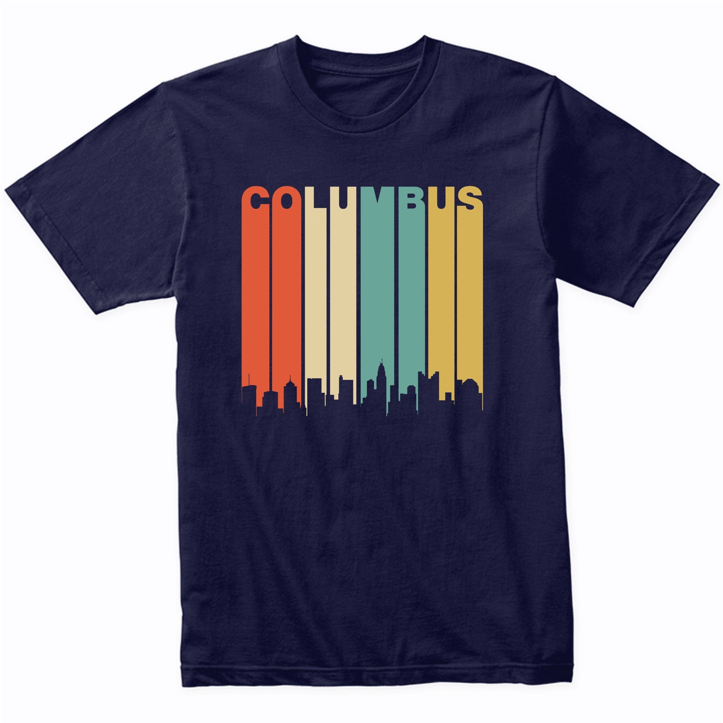 Retro 1970s Columbus Ohio Cityscape Downtown Skyline T-Shirt