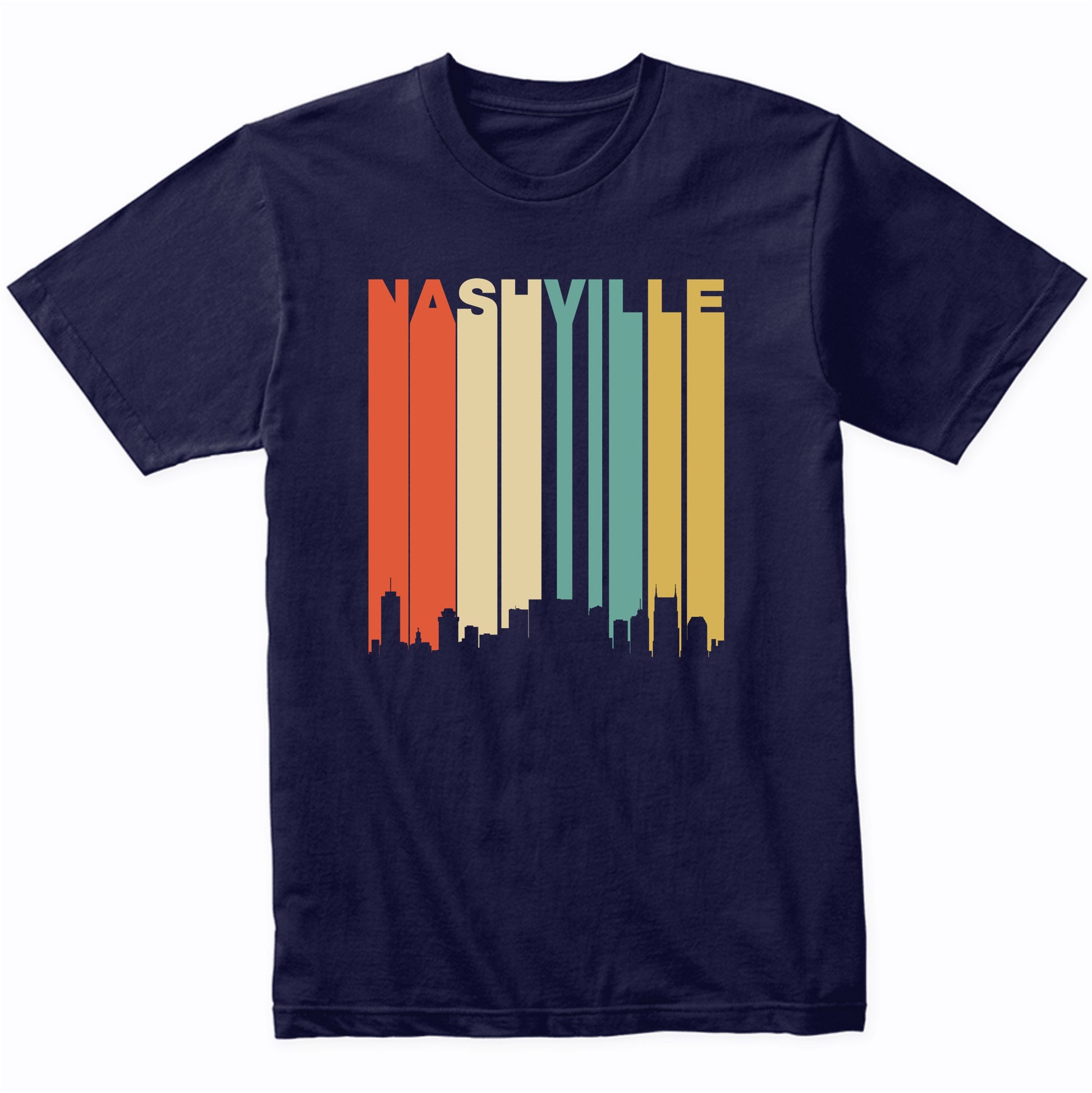 Retro 1970's Nashville Tennessee Downtown Skyline T-Shirt