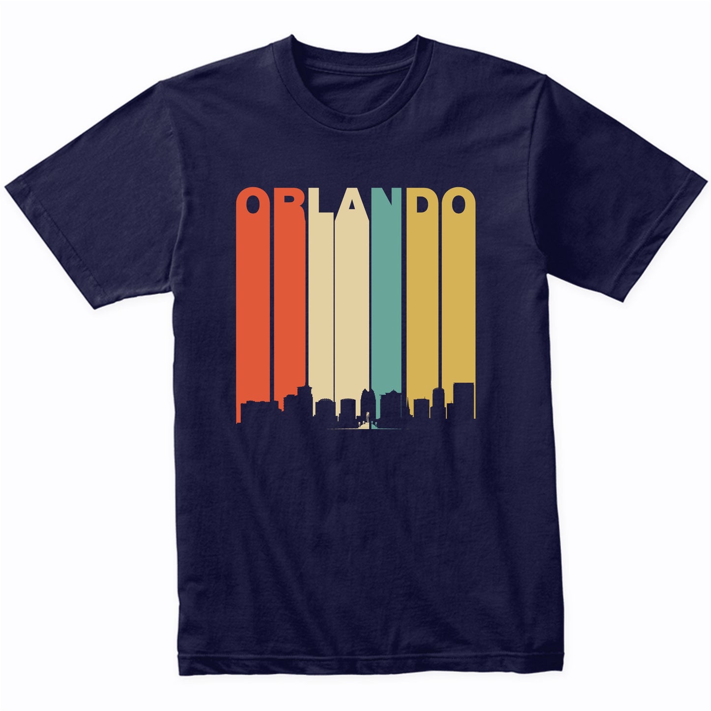 Retro 1970s Orlando Florida Cityscape Downtown Skyline Shirt