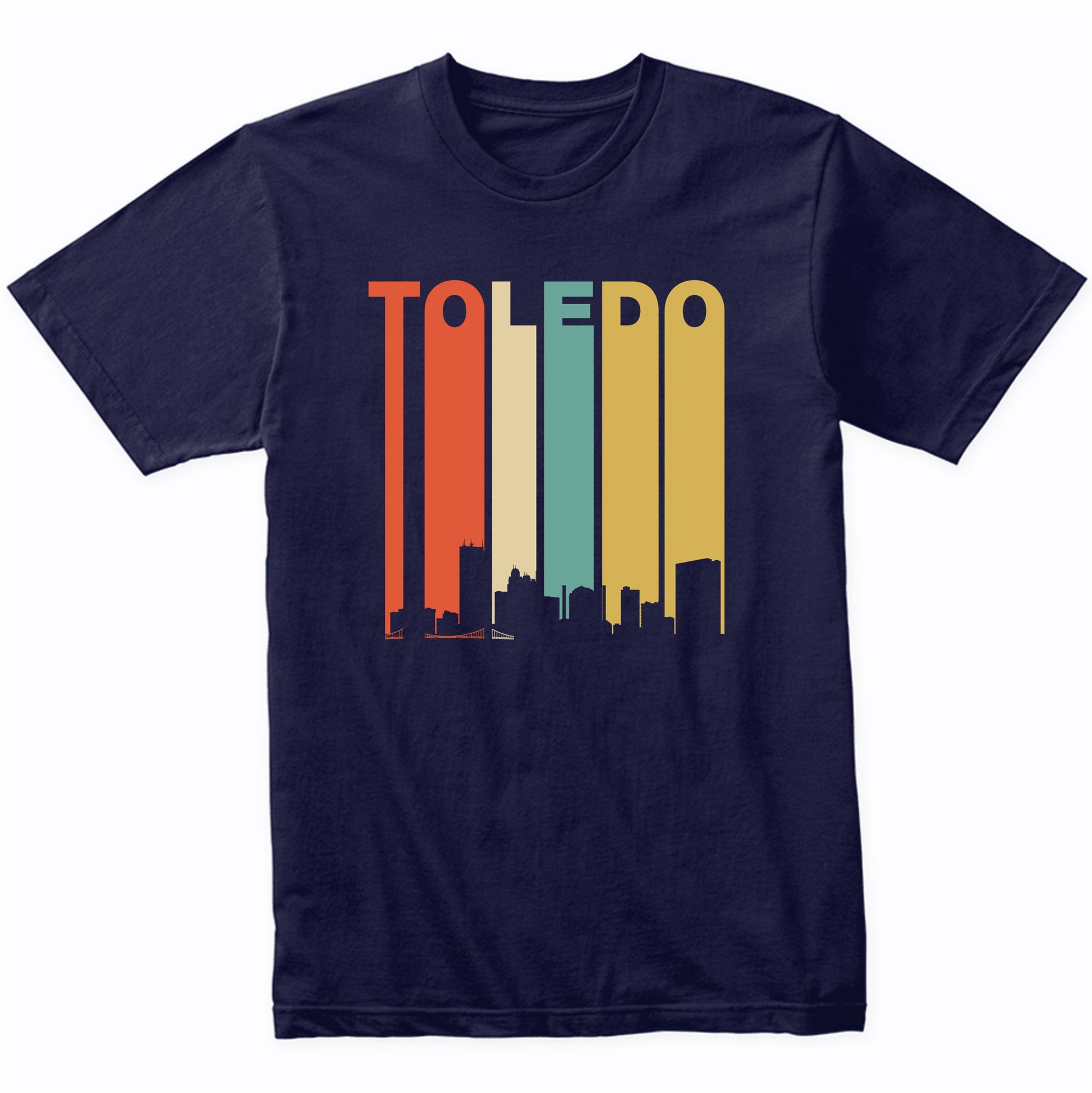Retro 1970's Toledo Ohio Cityscape Downtown Skyline T-Shirt