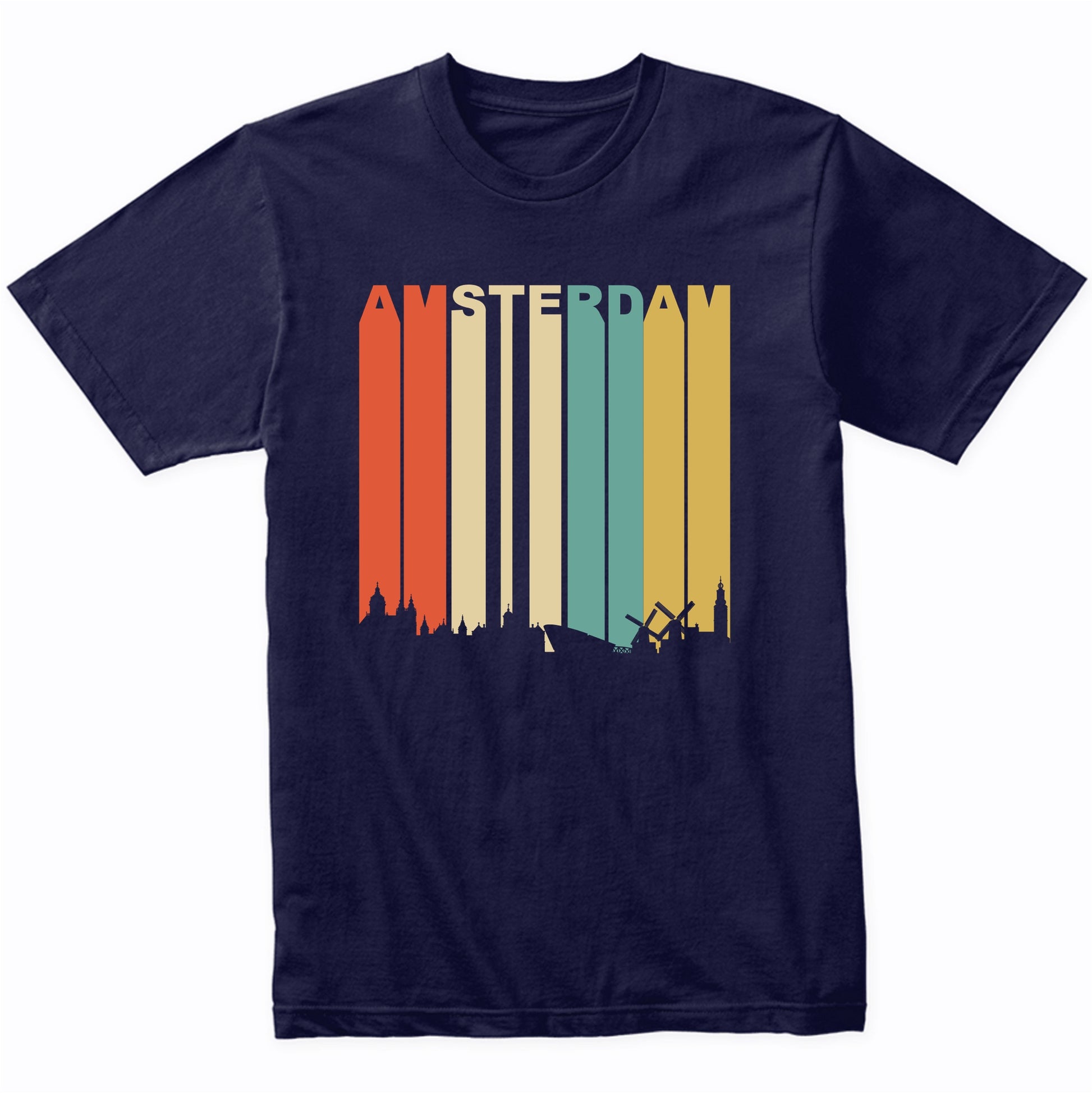 Retro Amsterdam Netherlands Cityscape Downtown Skyline Shirt