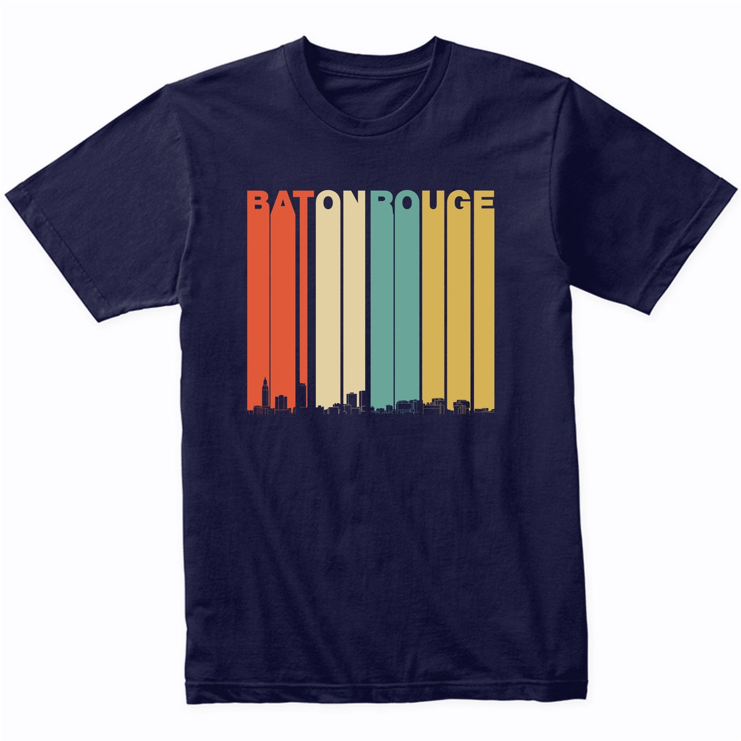 Vintage 1970's Style Baton Rouge Louisiana Skyline T-Shirt