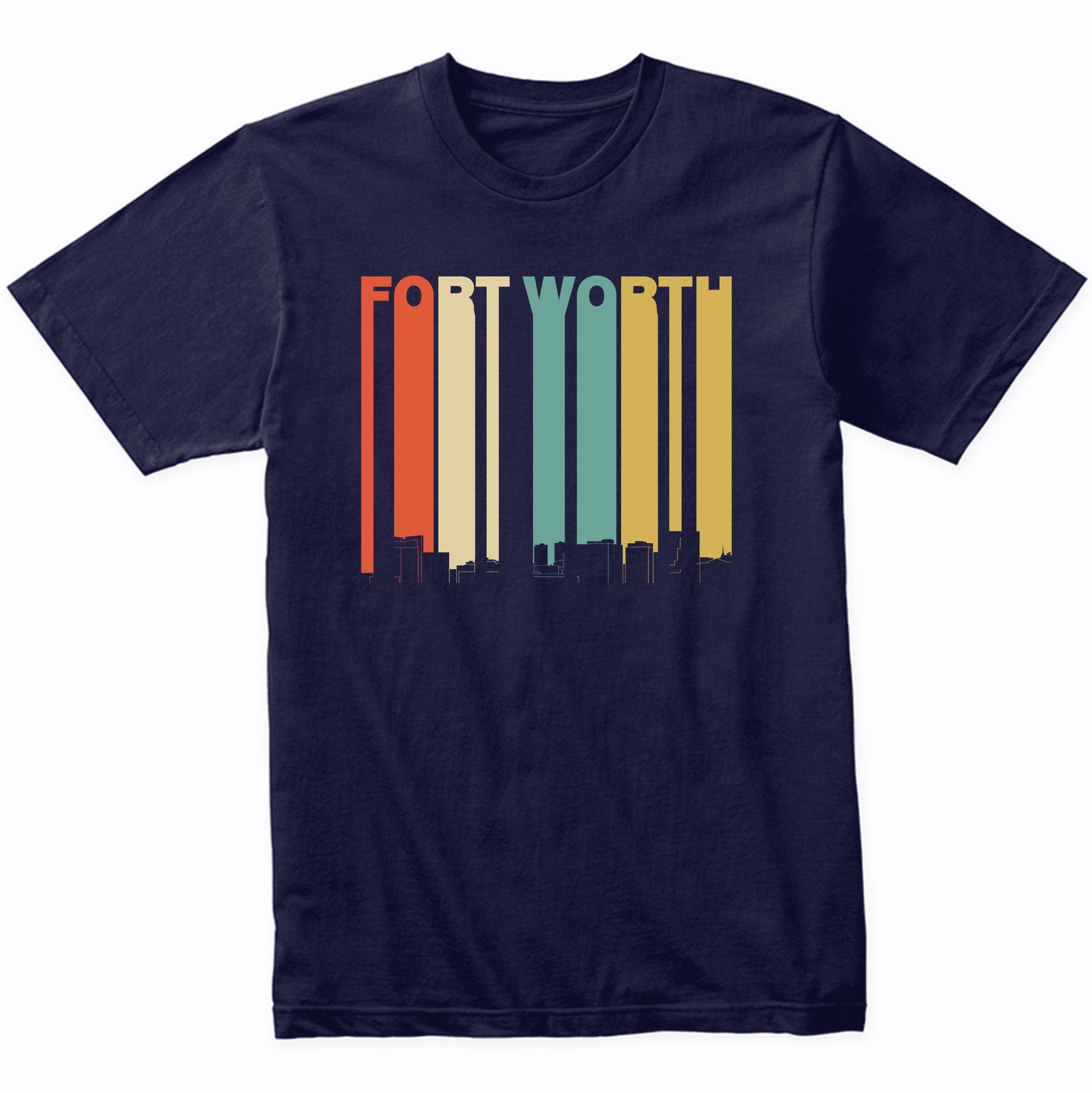 Vintage 1970's Style Fort Worth Texas Skyline T-Shirt