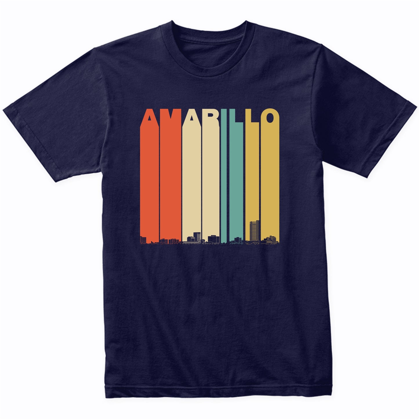 Vintage 1970's Style Amarillo Texas Skyline T-Shirt