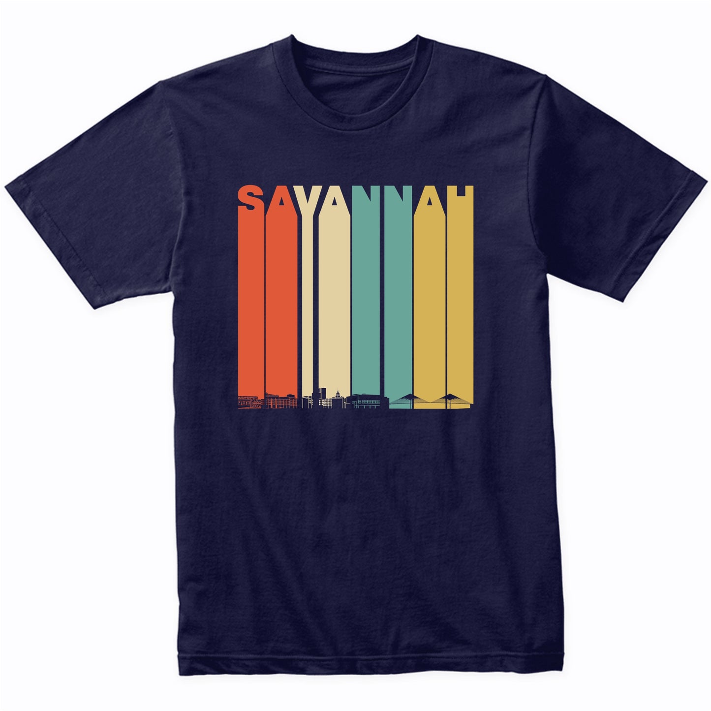Vintage 1970's Style Savannah Georgia Skyline T-Shirt