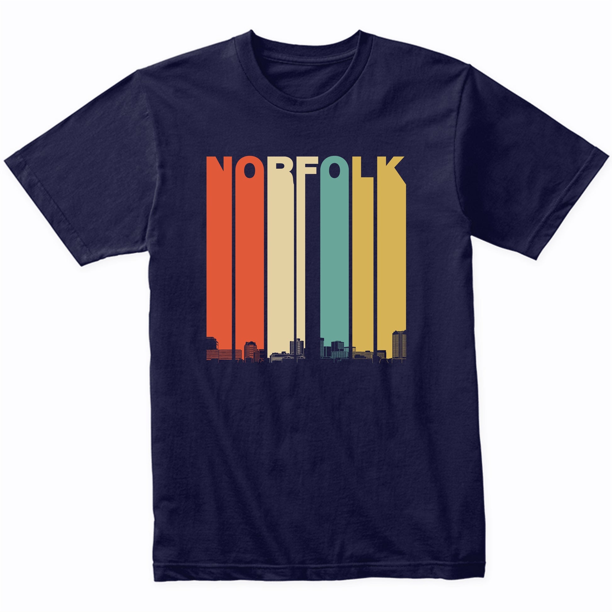 Vintage 1970's Style Norfolk Virginia Skyline T-Shirt