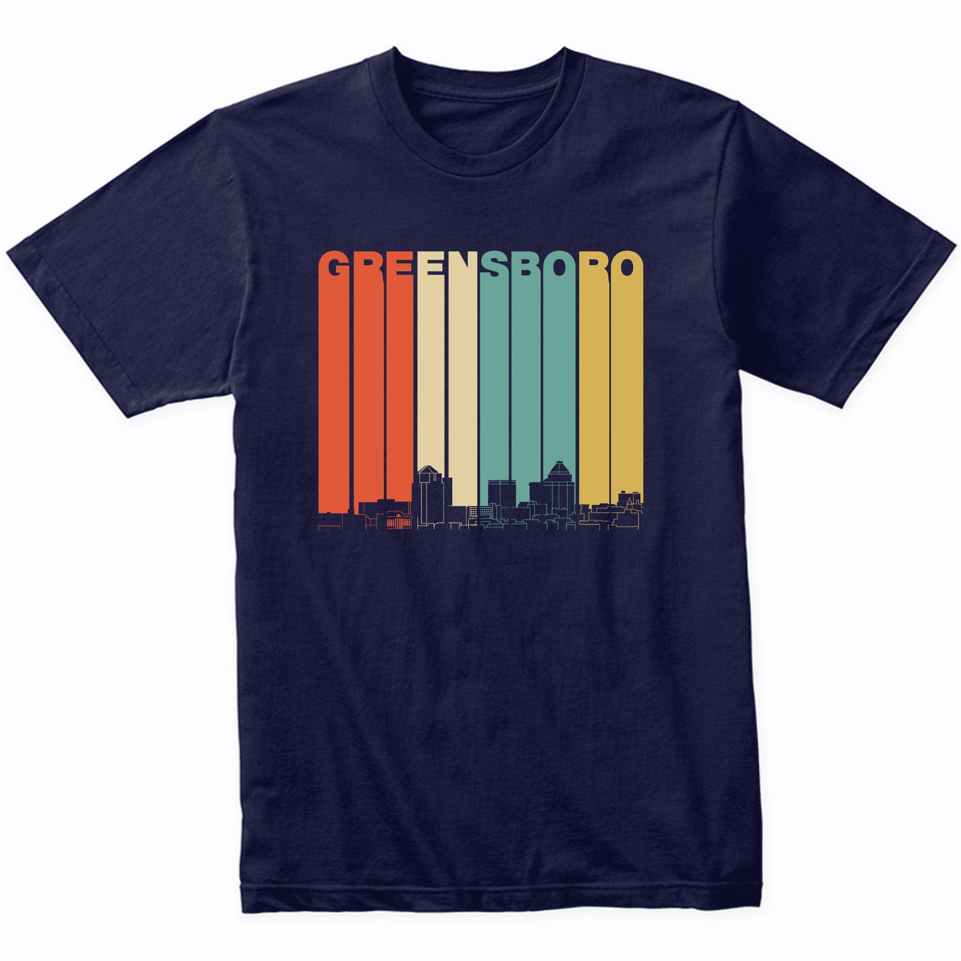 Vintage 1970's Style Greensboro North Carolina Skyline Shirt