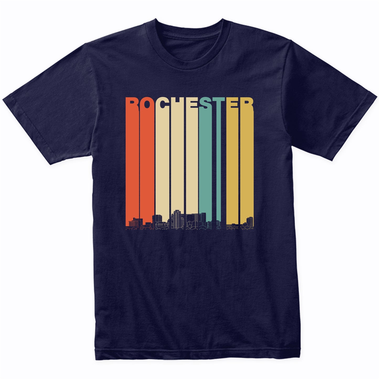 Vintage 1970's Style Rochester Minnesota Skyline T-Shirt