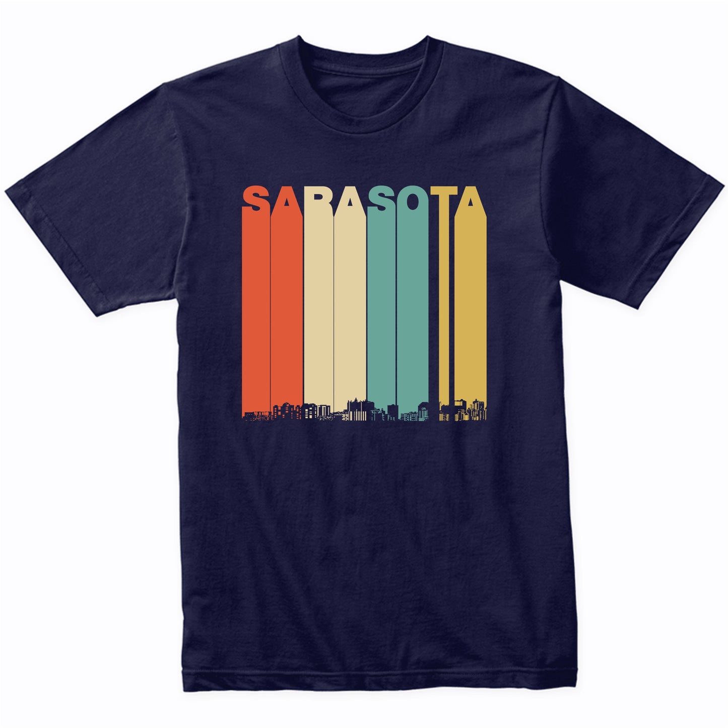 Vintage 1970's Style Sarasota Florida Skyline T-Shirt