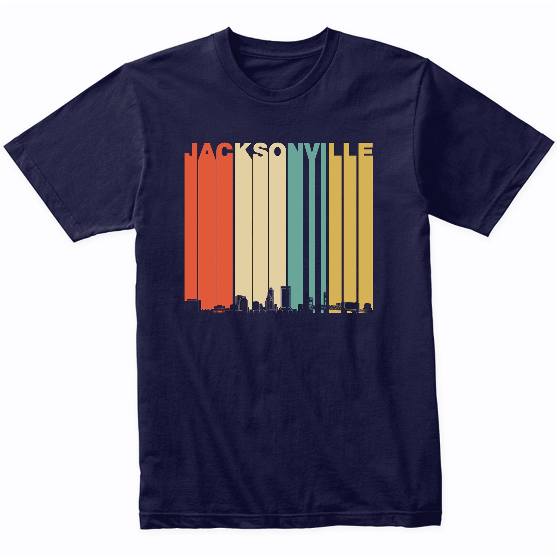 Vintage 1970's Style Jacksonville Florida Skyline T-Shirt
