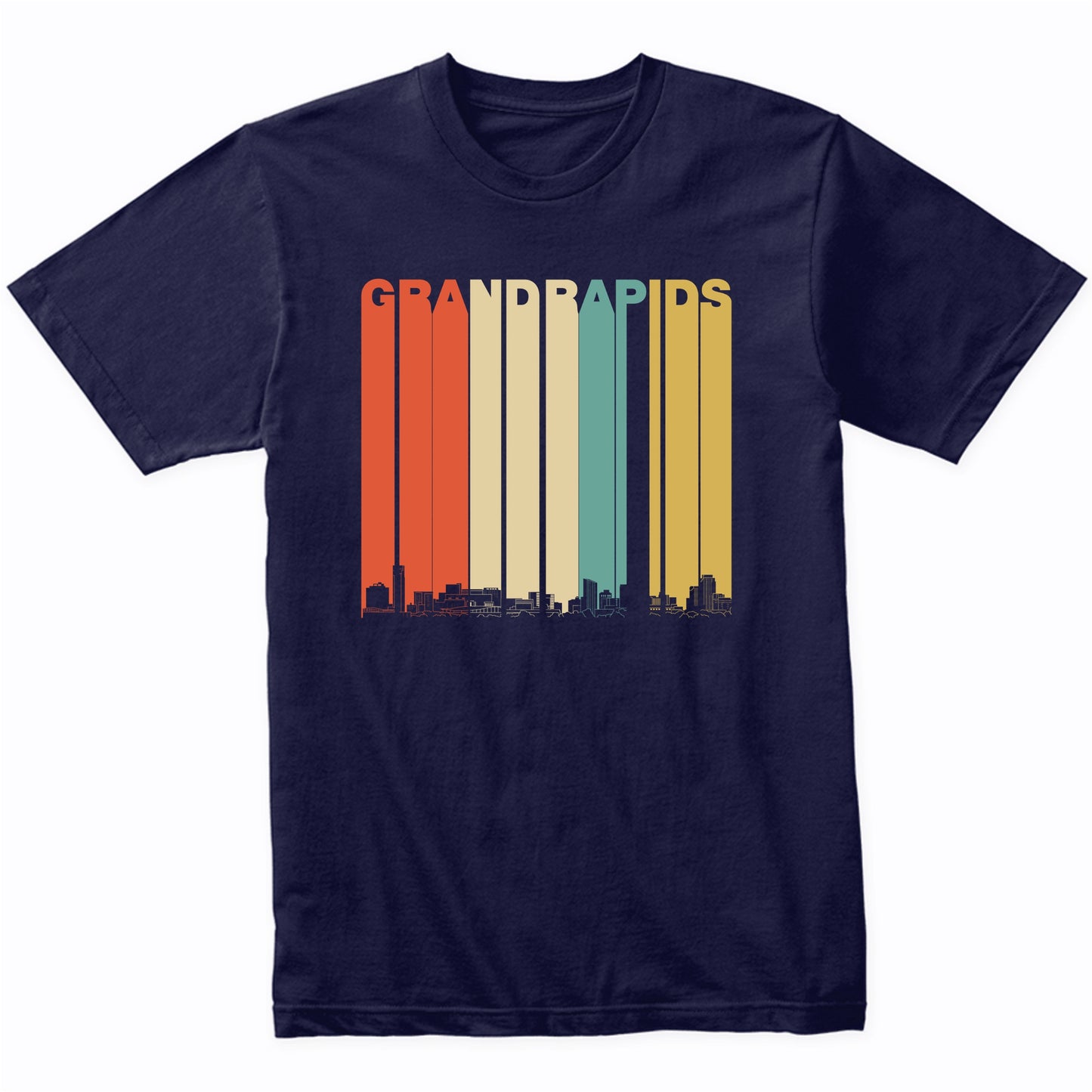 Vintage 1970's Style Grand Rapids Michigan Skyline T-Shirt