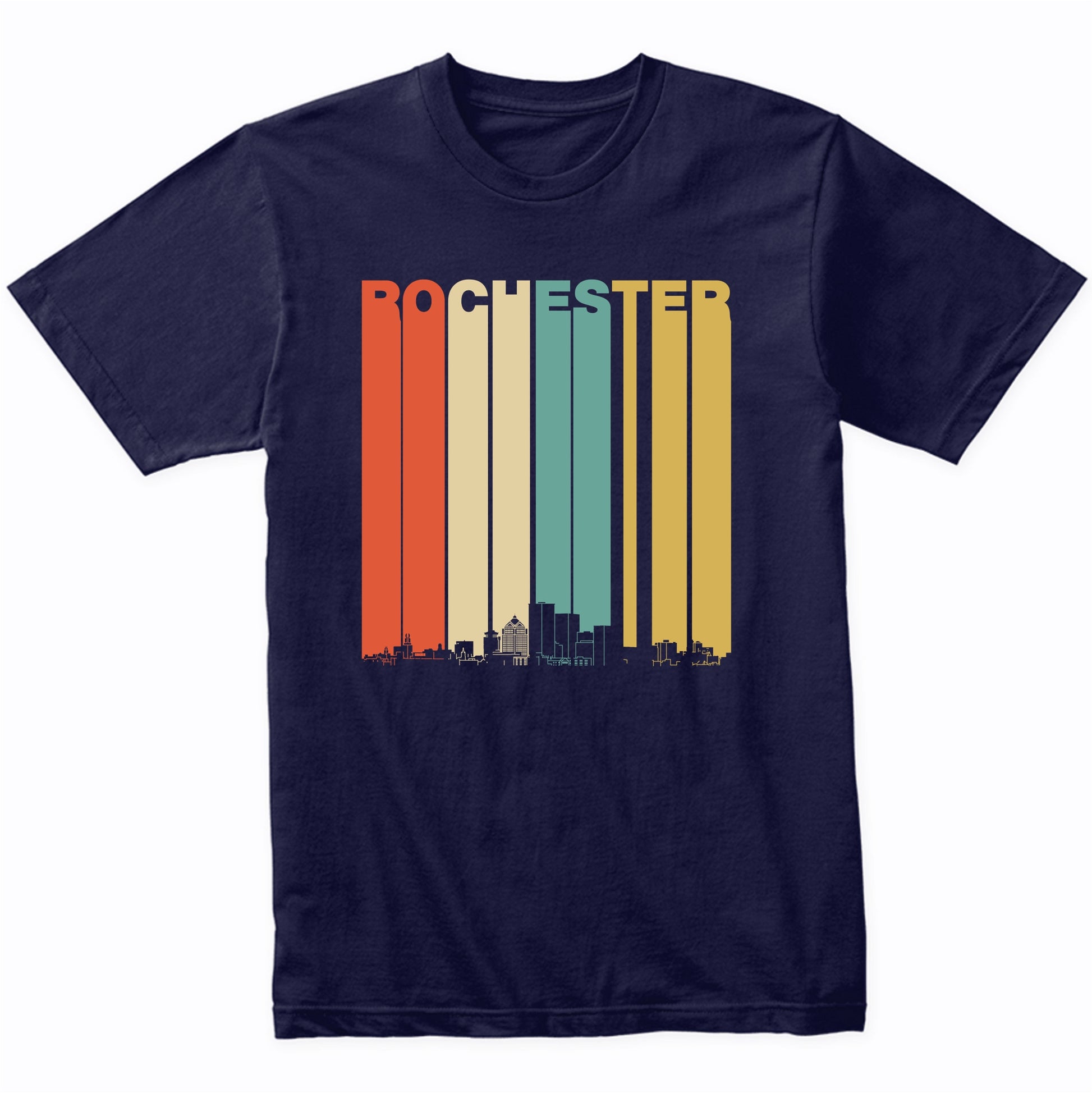 Vintage 1970's Style Rochester New York Skyline T-Shirt