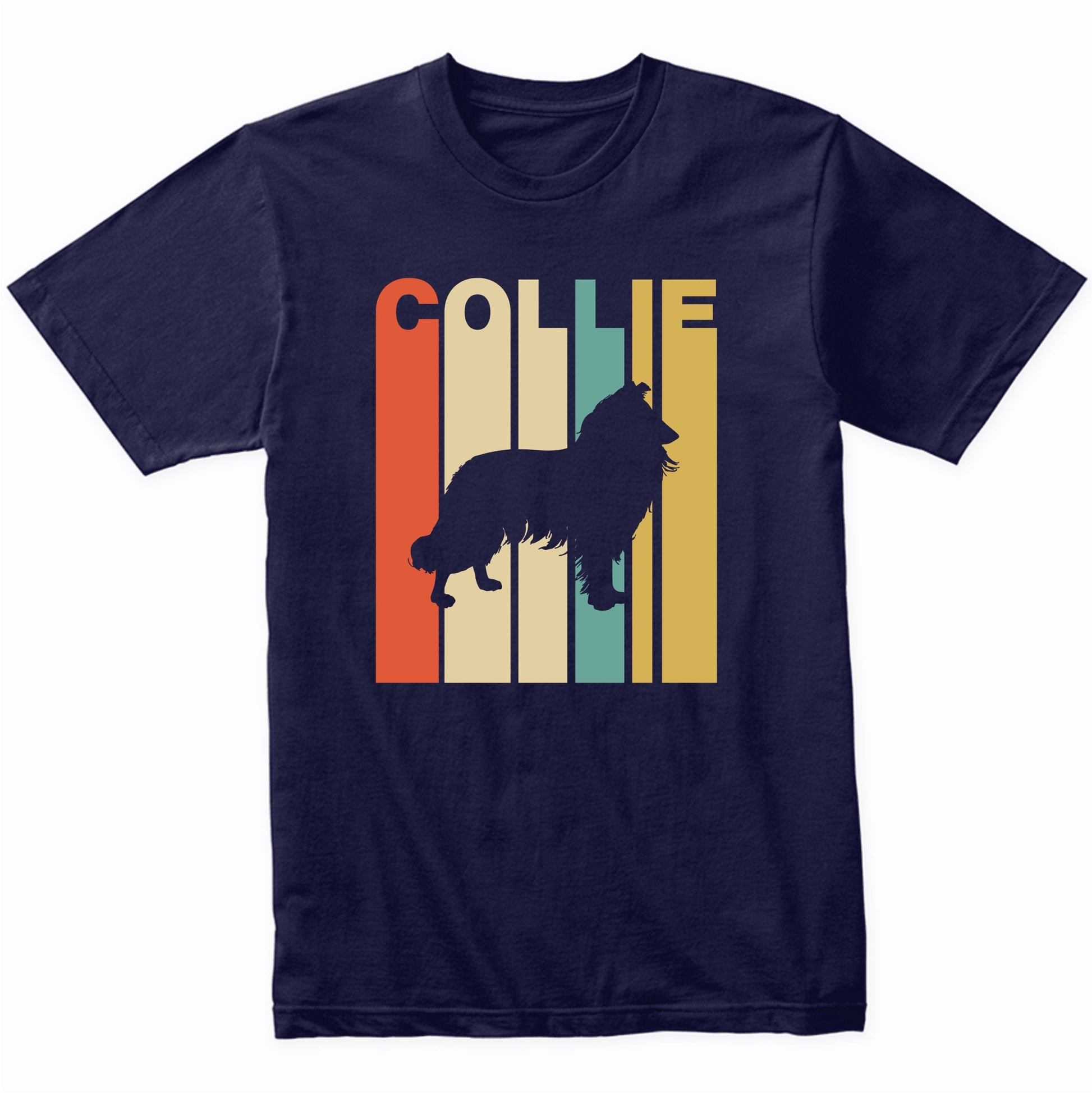 Vintage 1970's Style Collie Silhouette Cool Dog Owner Shirt