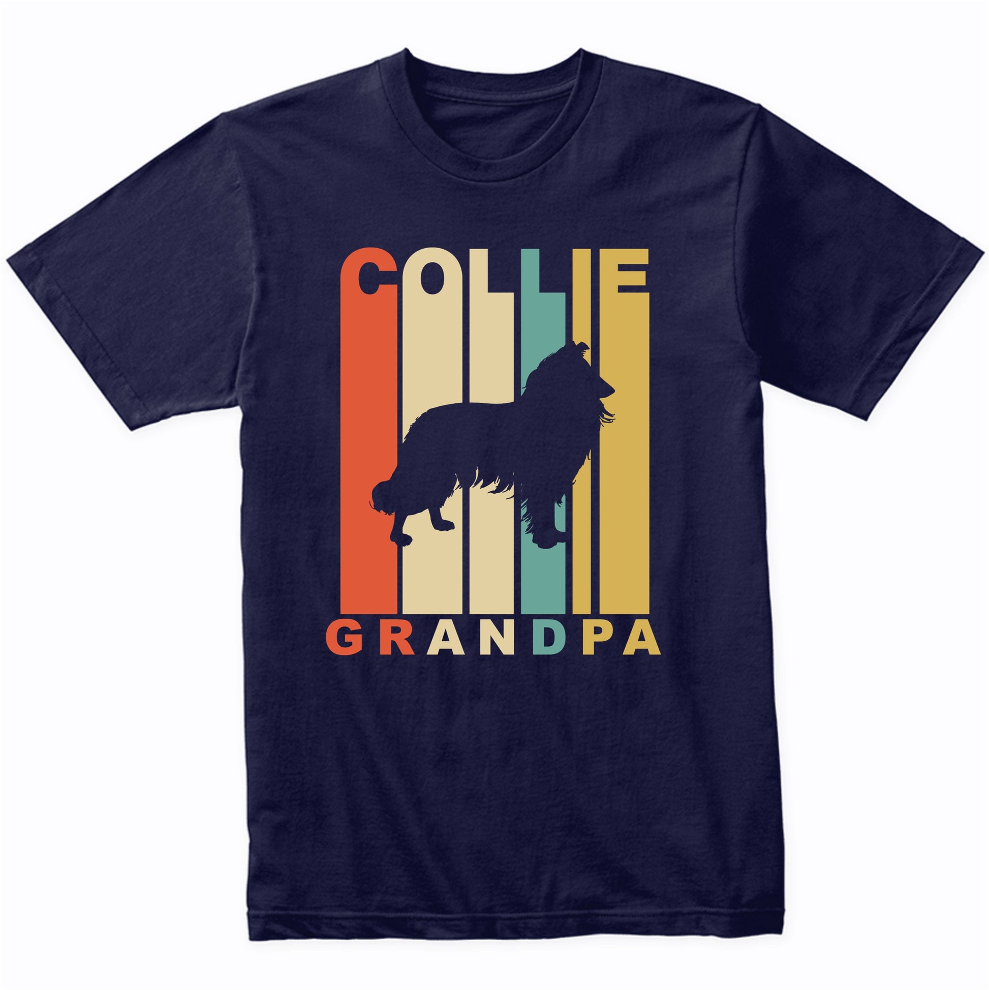Retro Style Collie Grandpa Dog Grandparent T-Shirt