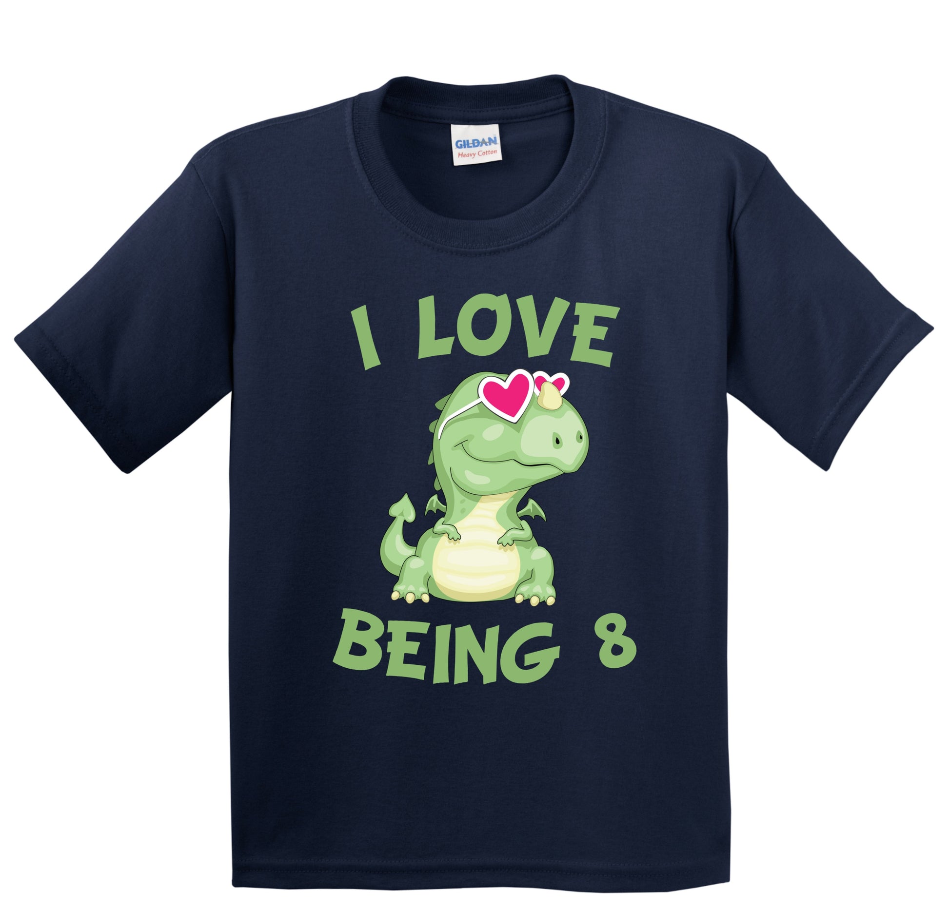 8th Birthday Kids T-Shirt I Love Being 8 Years Old Dragon Dinosaur Shirt