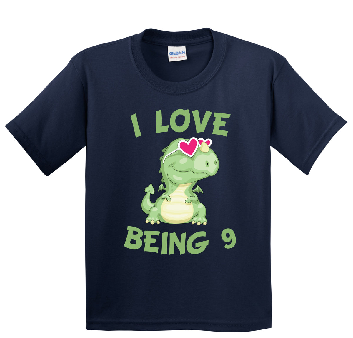 9th Birthday Kids T-Shirt I Love Being 9 Years Old Dragon Dinosaur Shirt