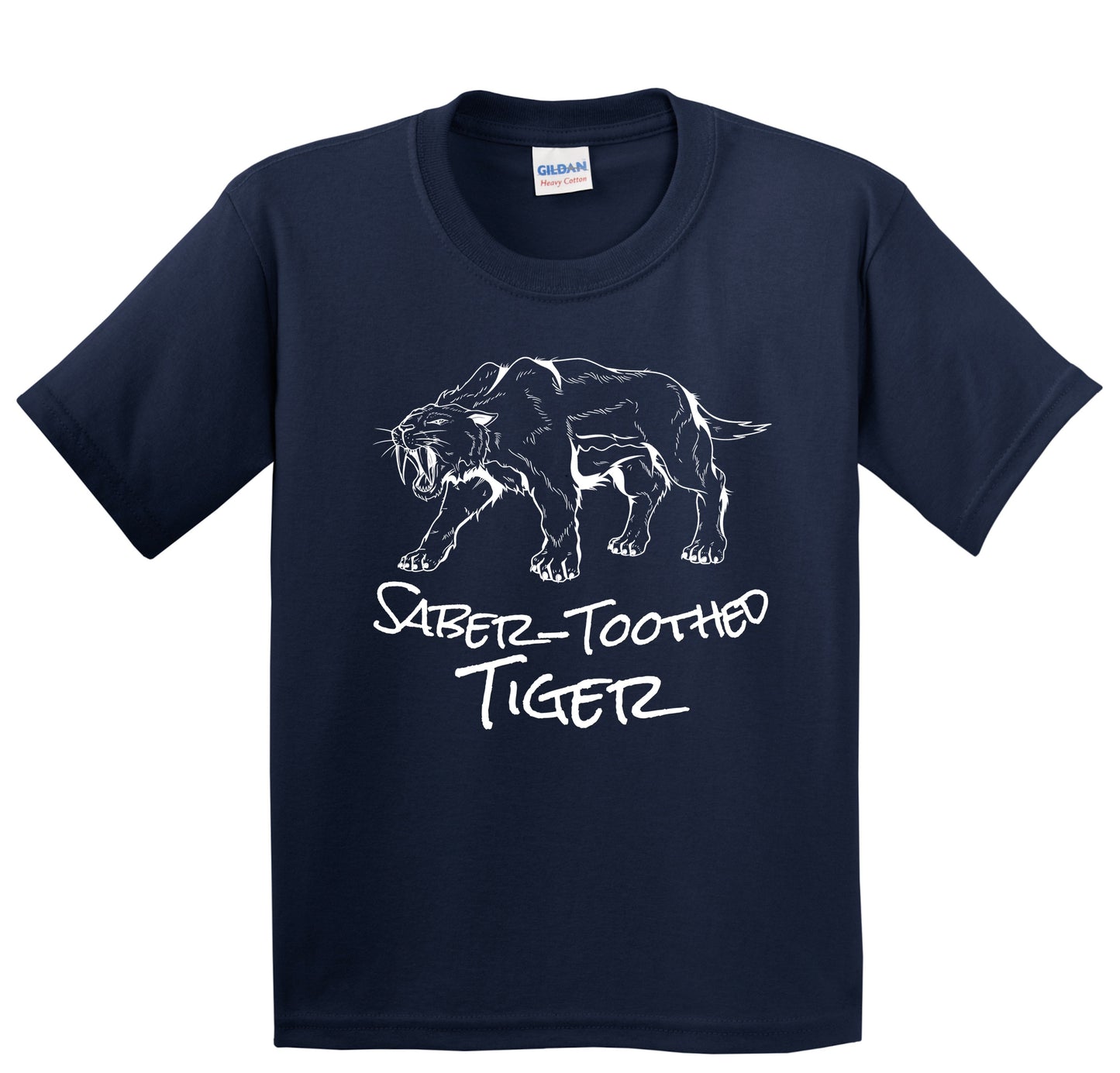 Saber-Toothed Tiger Sketch Cool Prehistoric Animal Smilodon Kids T-Shirt