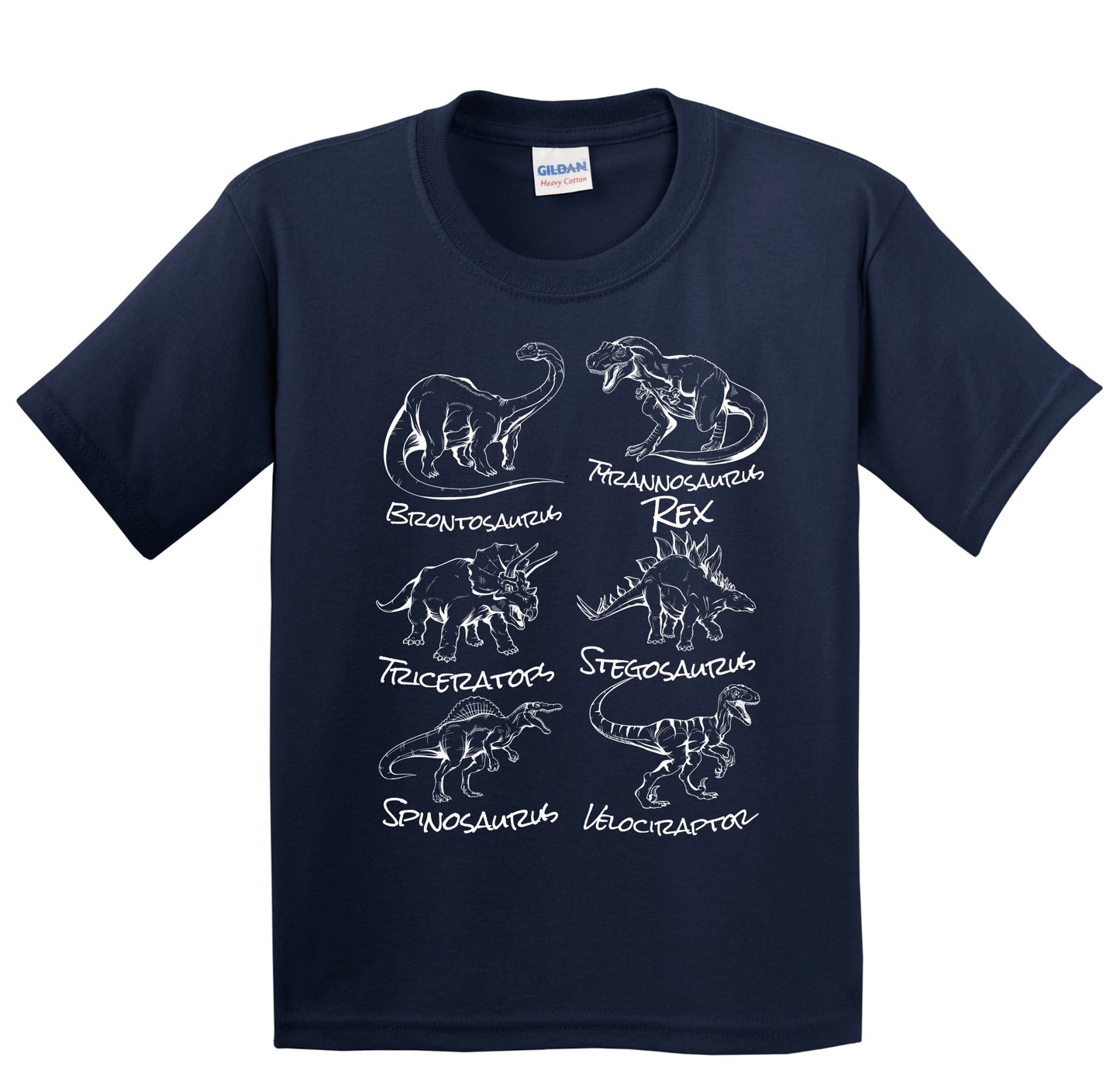 Types of Dinosaurs Sketch Cool Prehistoric Animal Dinosaur Kids T-Shirt