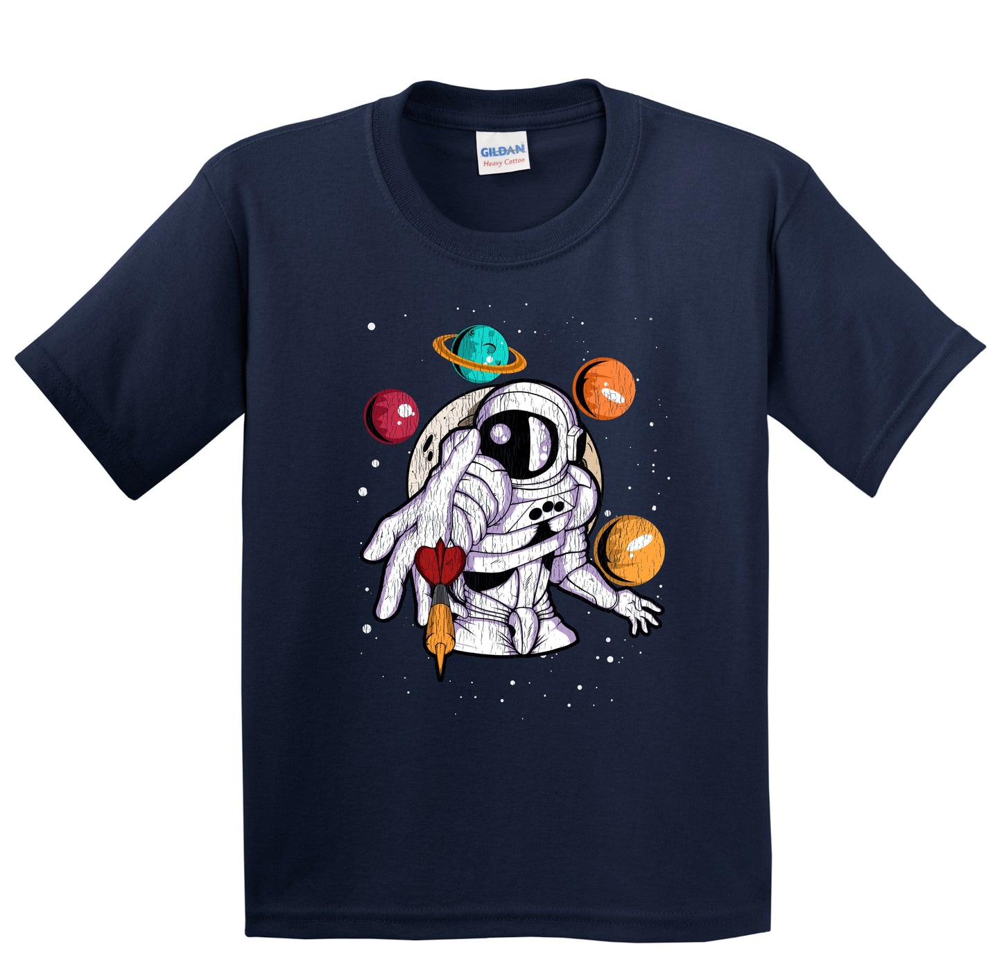 Darts Astronaut Outer Space Spaceman Distressed Youth T-Shirt