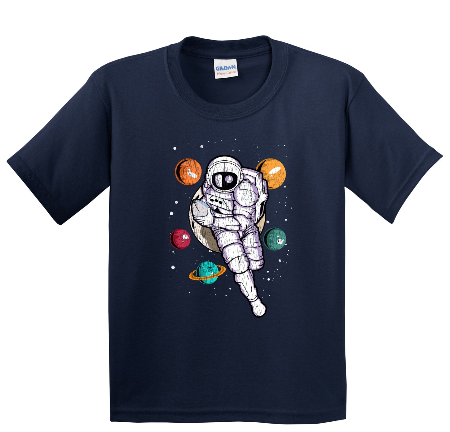 Rugby Astronaut Outer Space Spaceman Distressed Youth T-Shirt