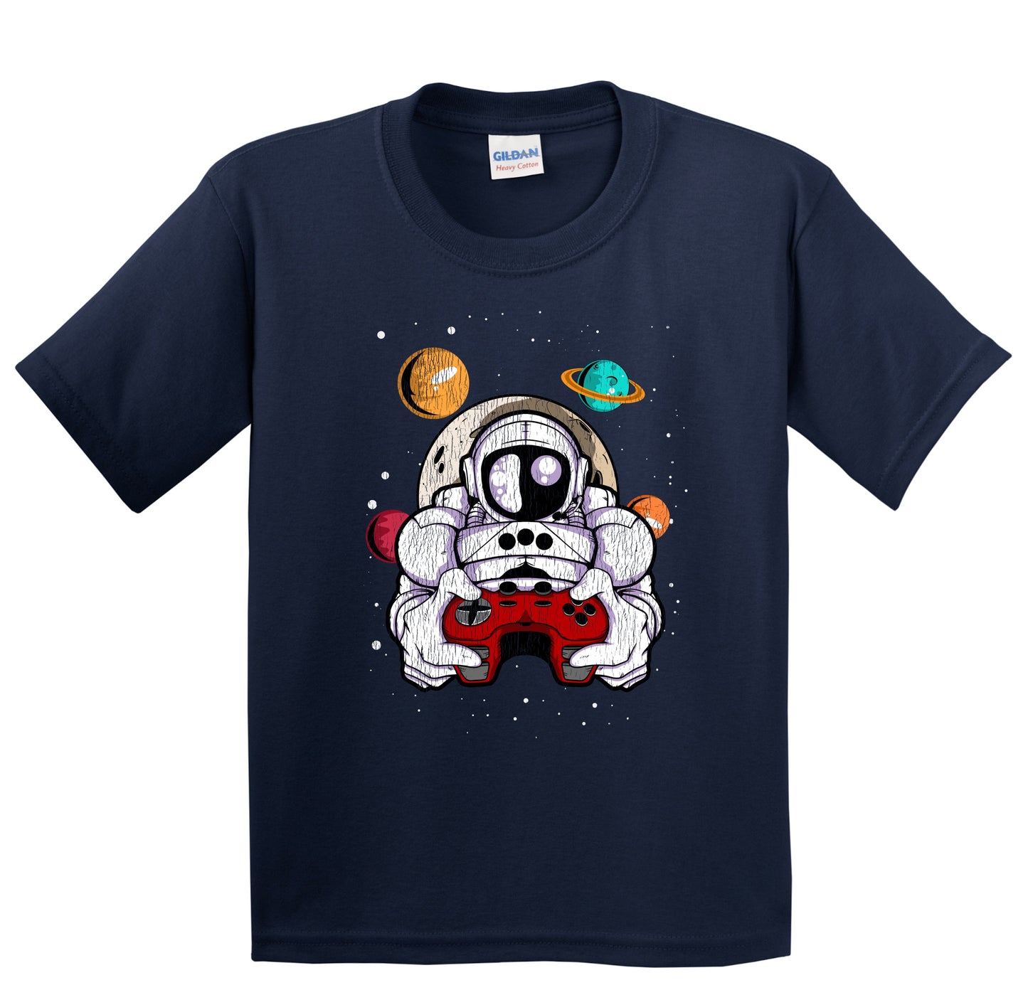 Gamer Astronaut Outer Space Spaceman Video Games Distressed Youth T-Shirt