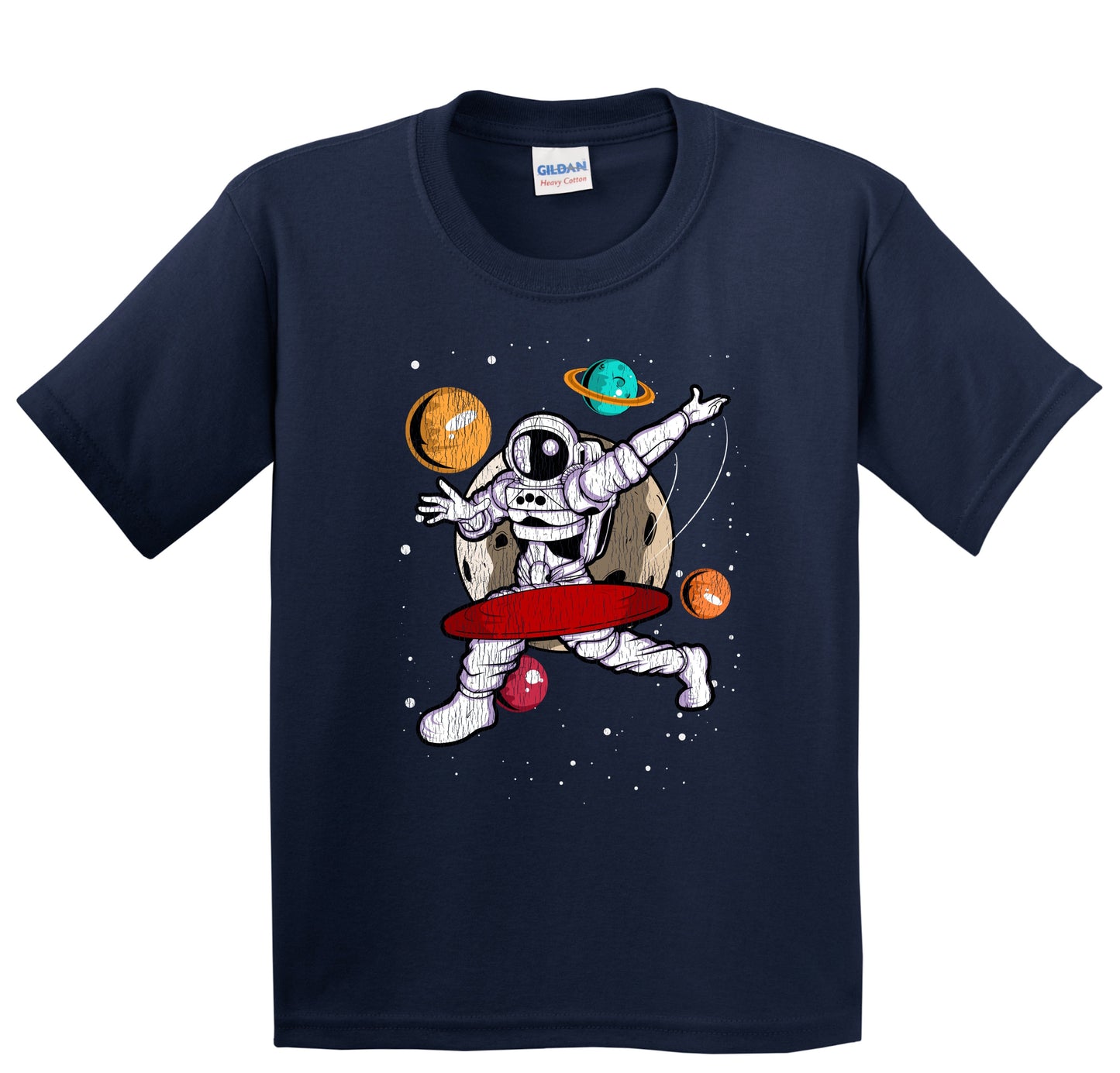 Disc Golf Astronaut Outer Space Spaceman Disc Golf Distressed Youth T-Shirt