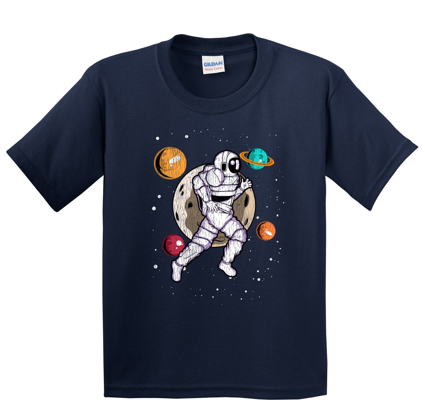 Marathon Runner Astronaut Outer Space Spaceman Running Distressed Youth T-Shirt