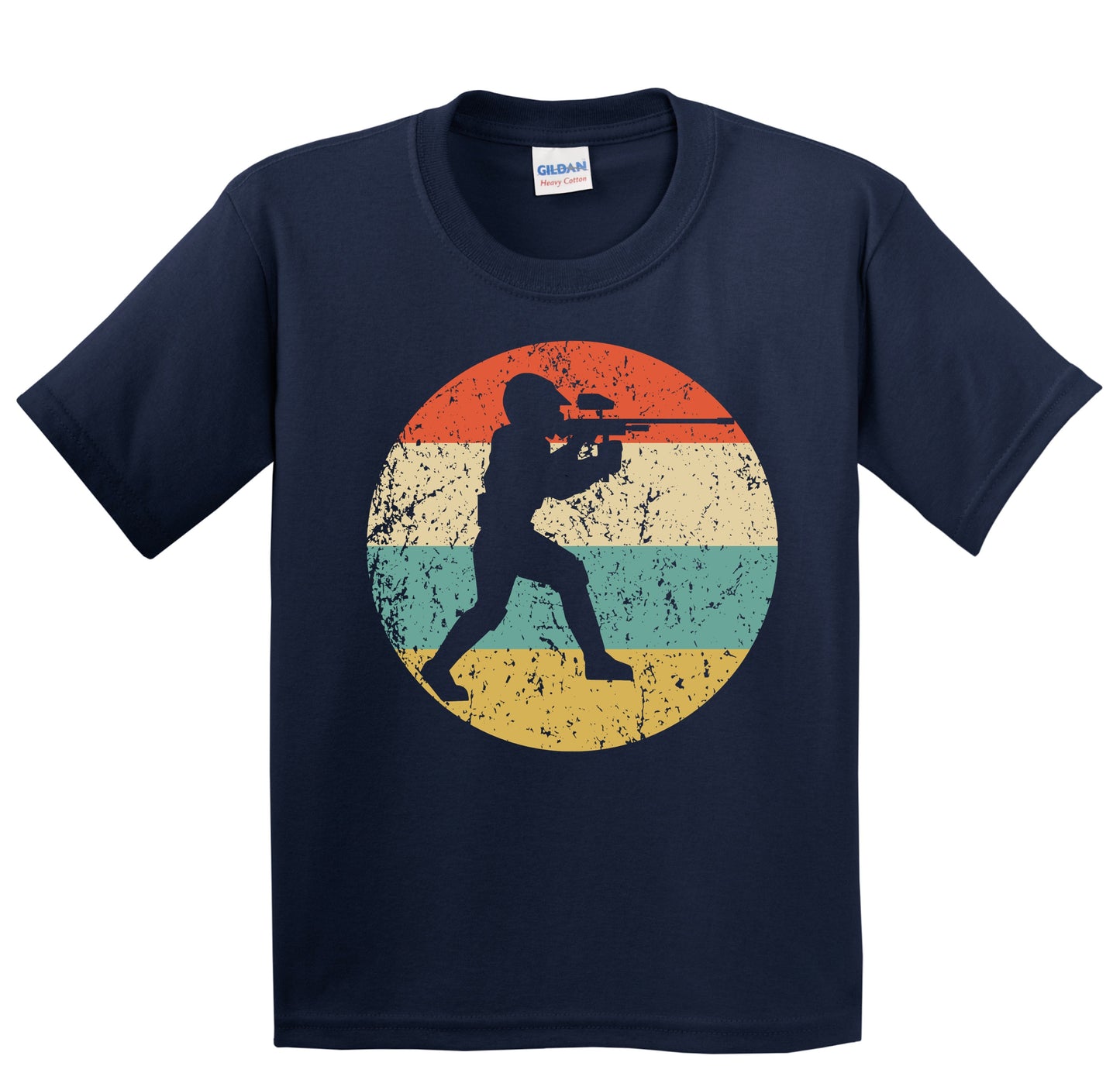 Paintball Player Silhouette Retro Sports Youth T-Shirt