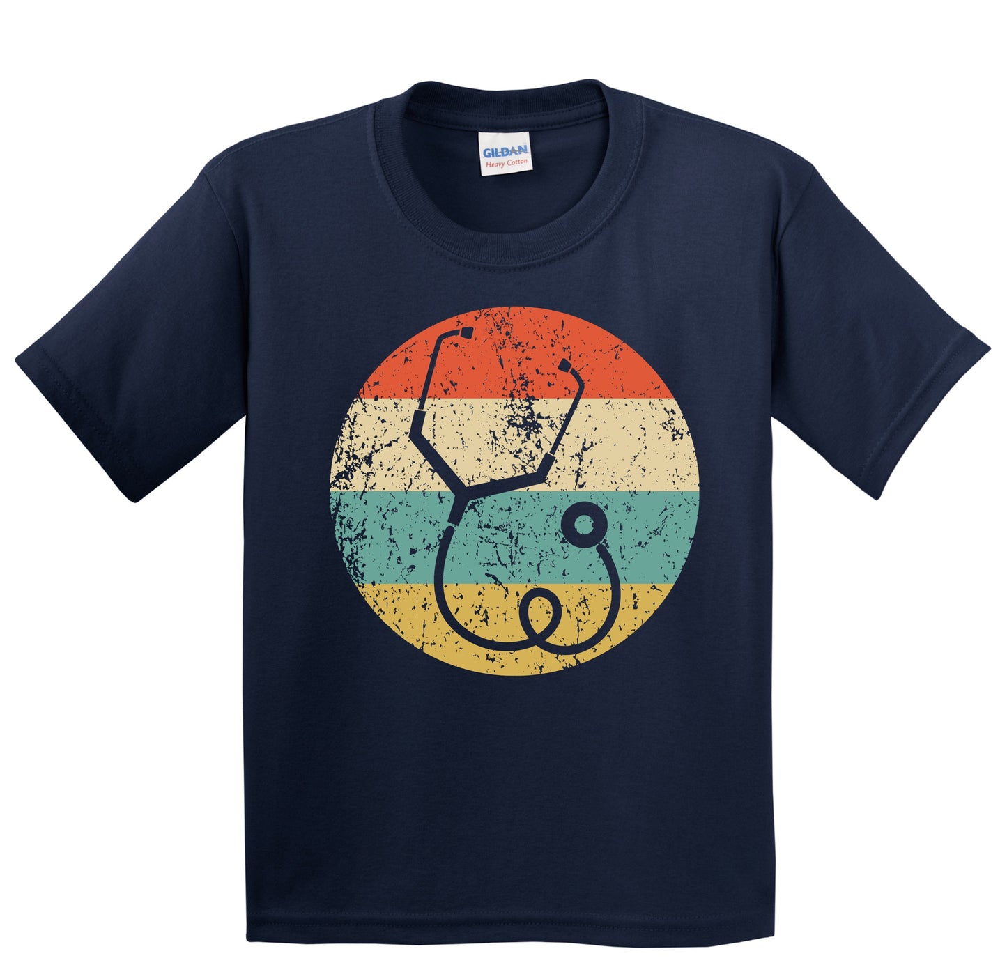 Medical Stethoscope Silhouette Retro Doctor Nurse Youth T-Shirt